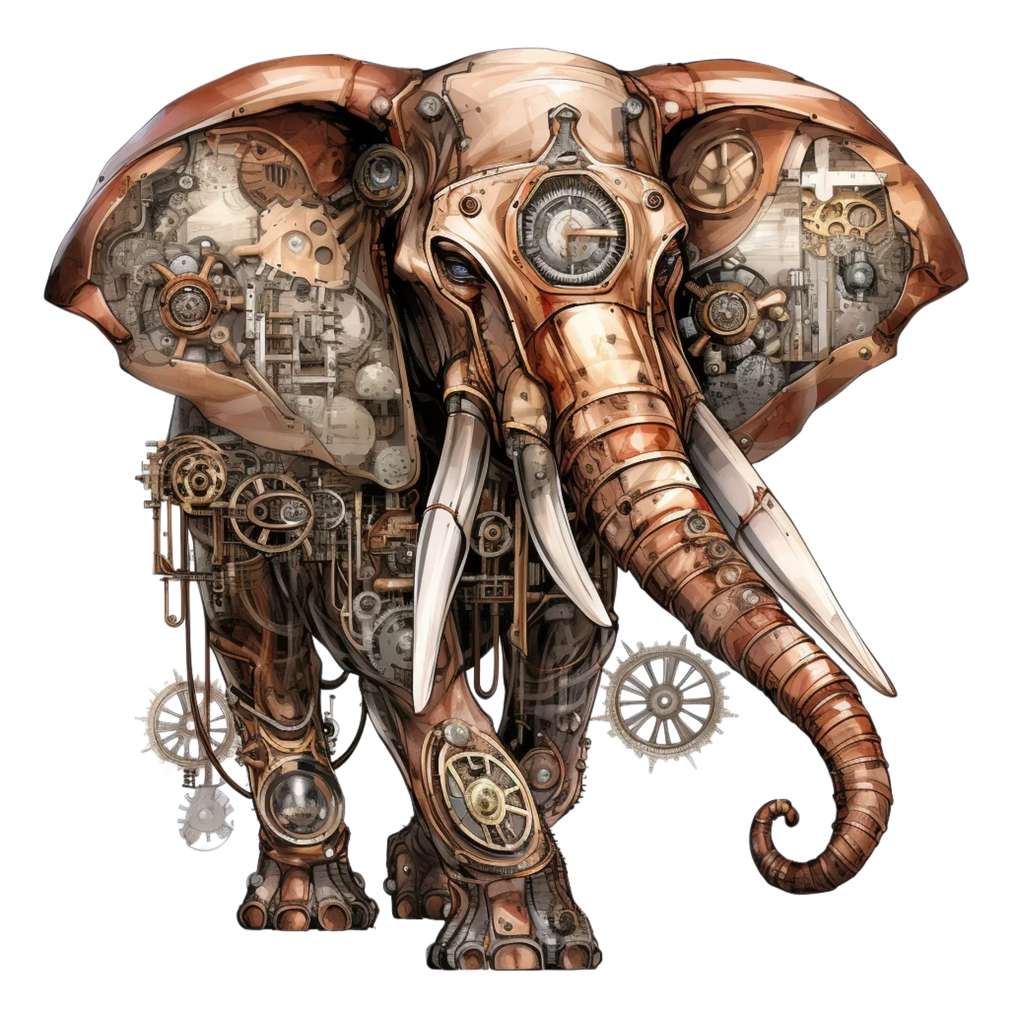 Wandbild Elefant Steampunk Kunstdruck auf Leinwand direkt zum Aufhängen | Wandbild Galerie