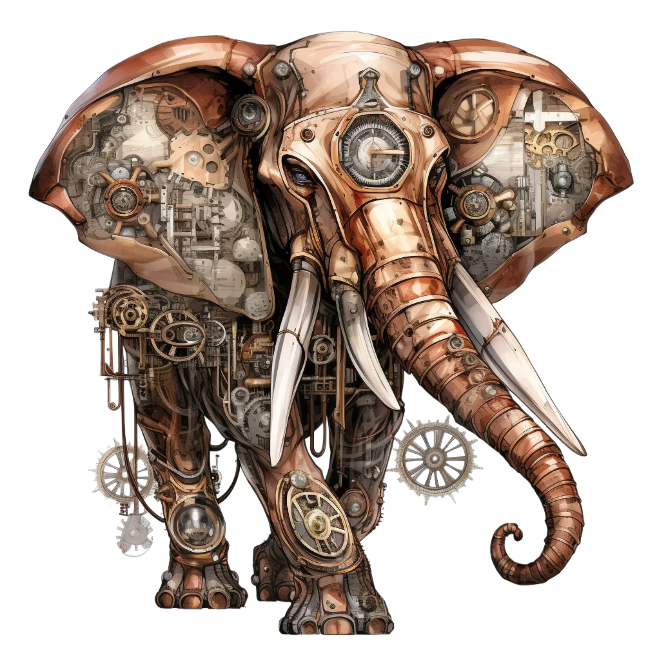 Wandbild Elefant Steampunk Kunstdruck auf Leinwand direkt zum Aufhängen | Wandbild Galerie