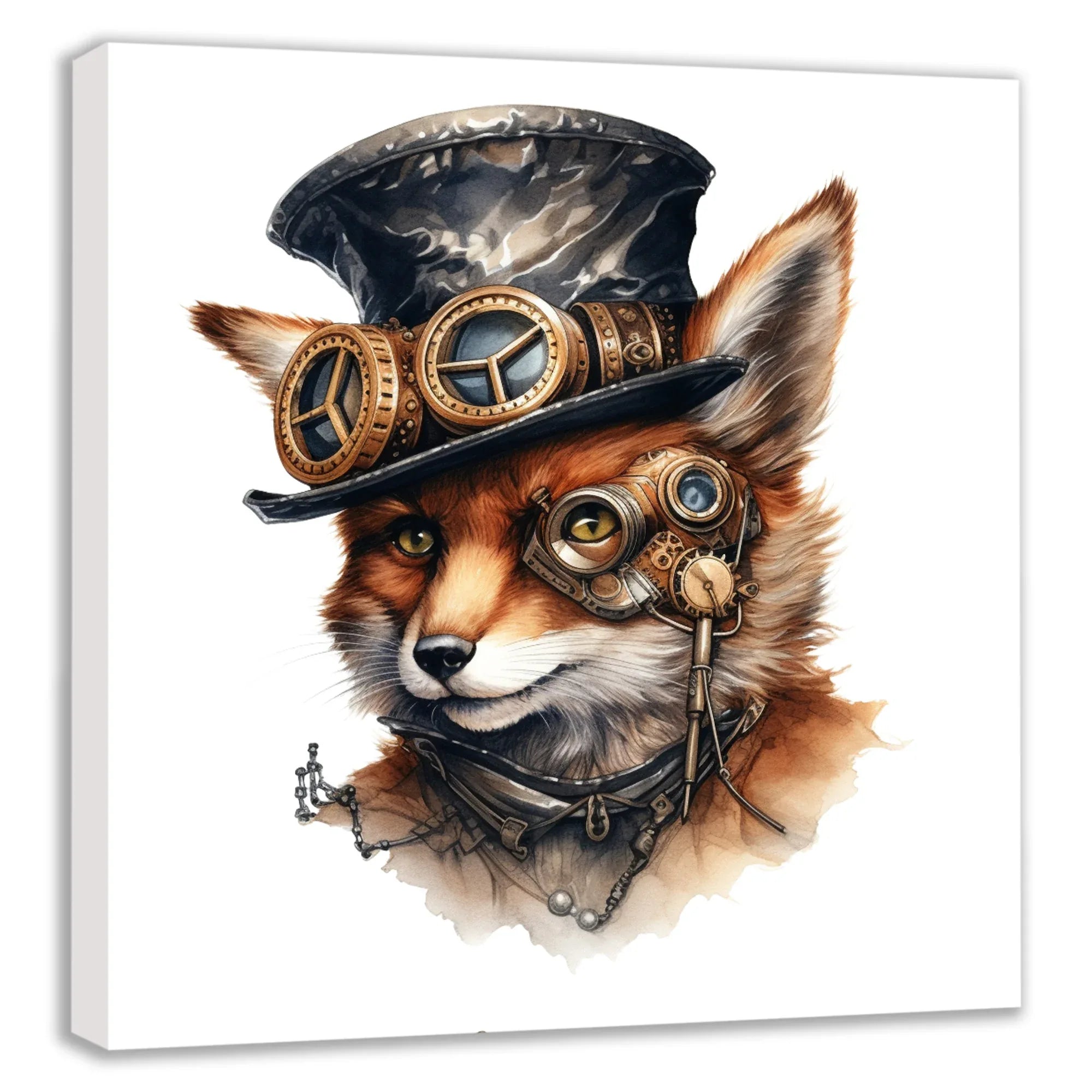 Wandbild Fuchs Reineke 8 Steampunk Kunstdruck auf Leinwand | Wandbild Galerie