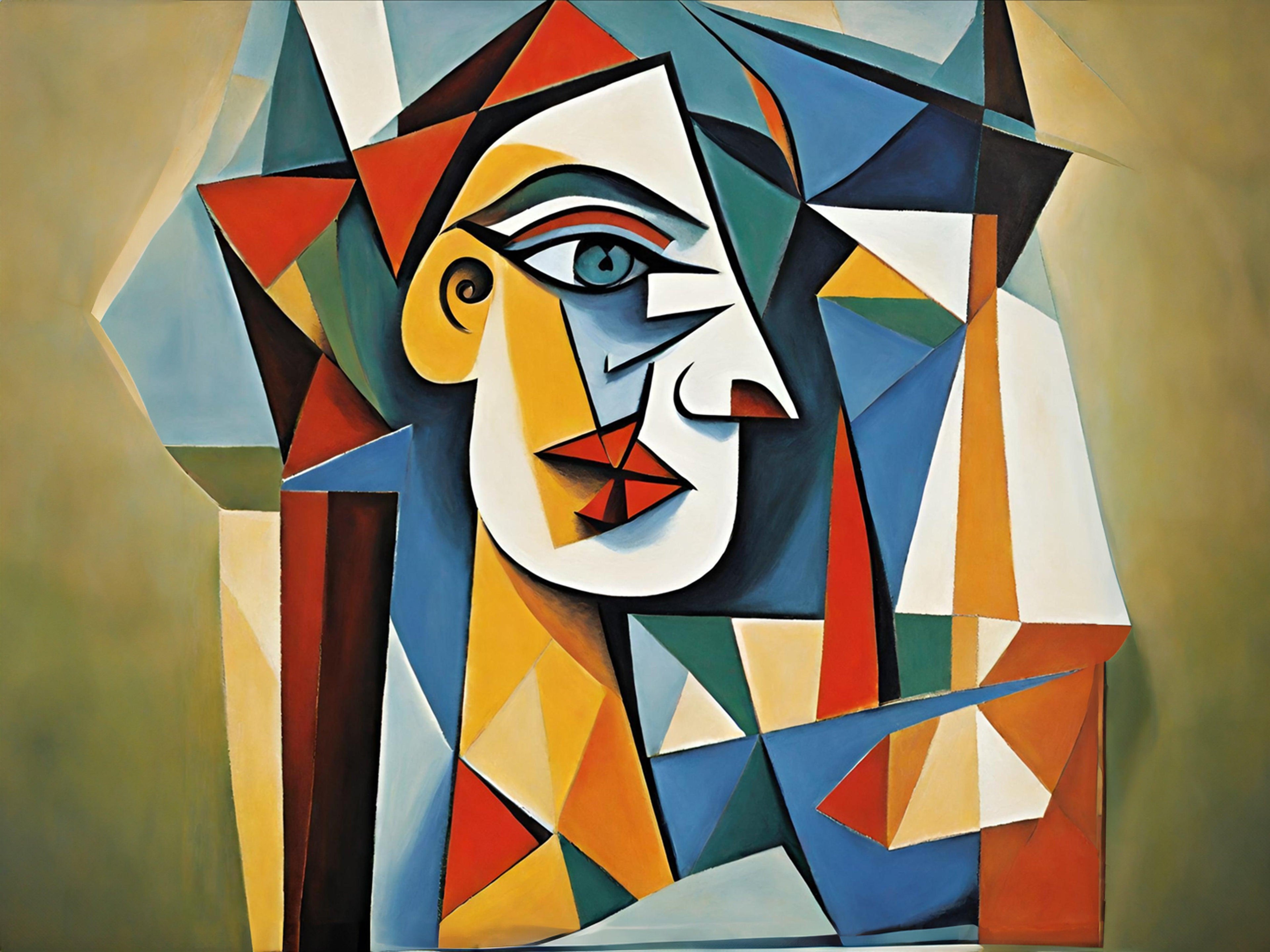 Wandbild Kubistisches Portrait Picasso Style Kunstdruck auf Leinwand