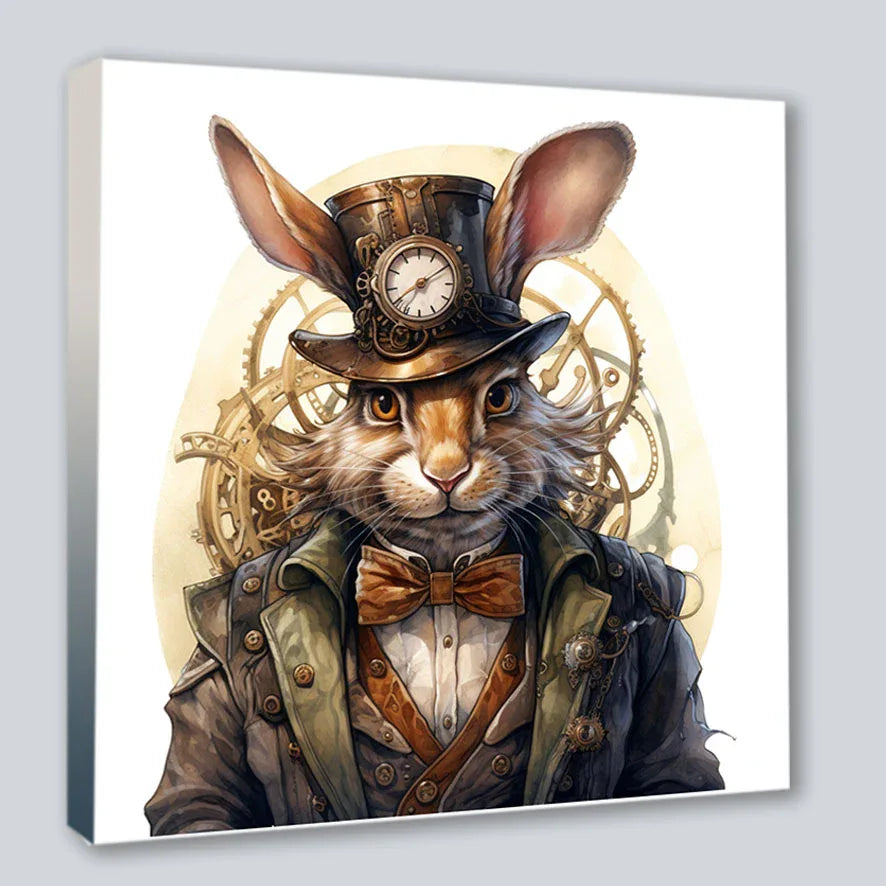 Wandbild Hase 8 Steampunk Stil Kunstdruck auf Leinwand | Wandbild Galerie