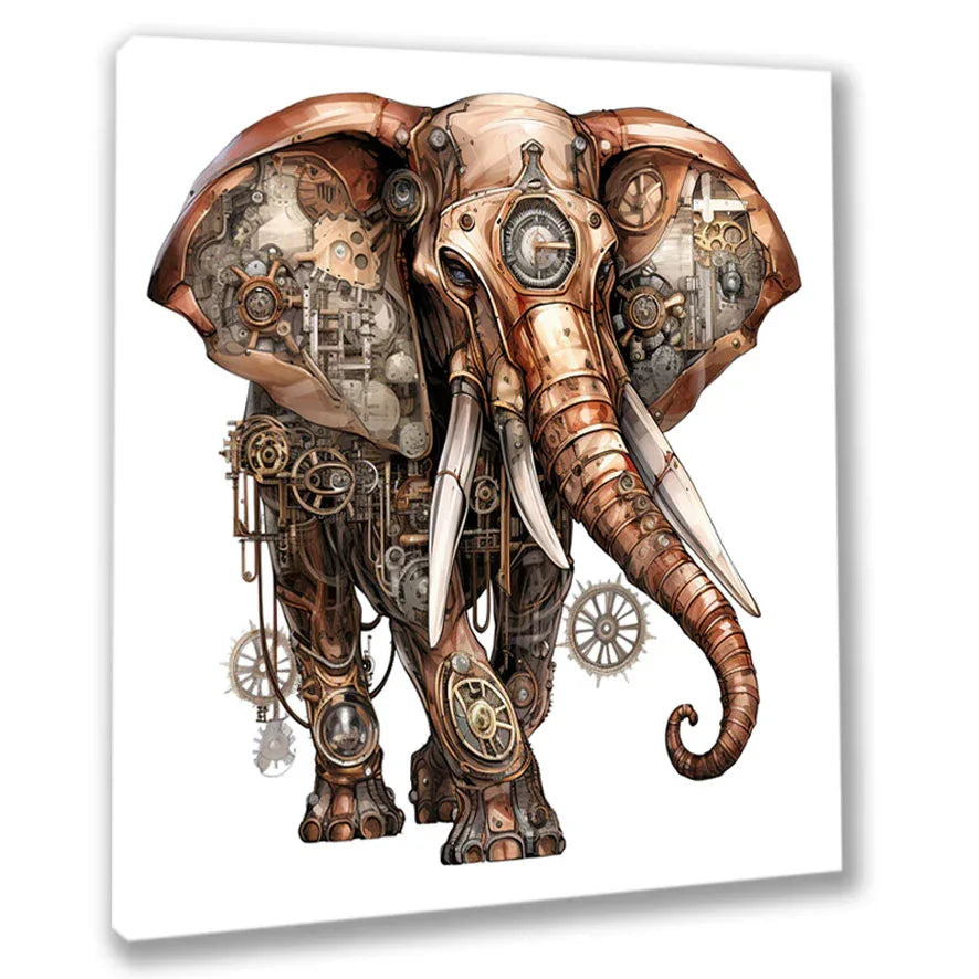 Wandbild Elefant 8 Steampunk Kunstdruck auf Leinwand direkt zum Aufhängen | Wandbild Galerie