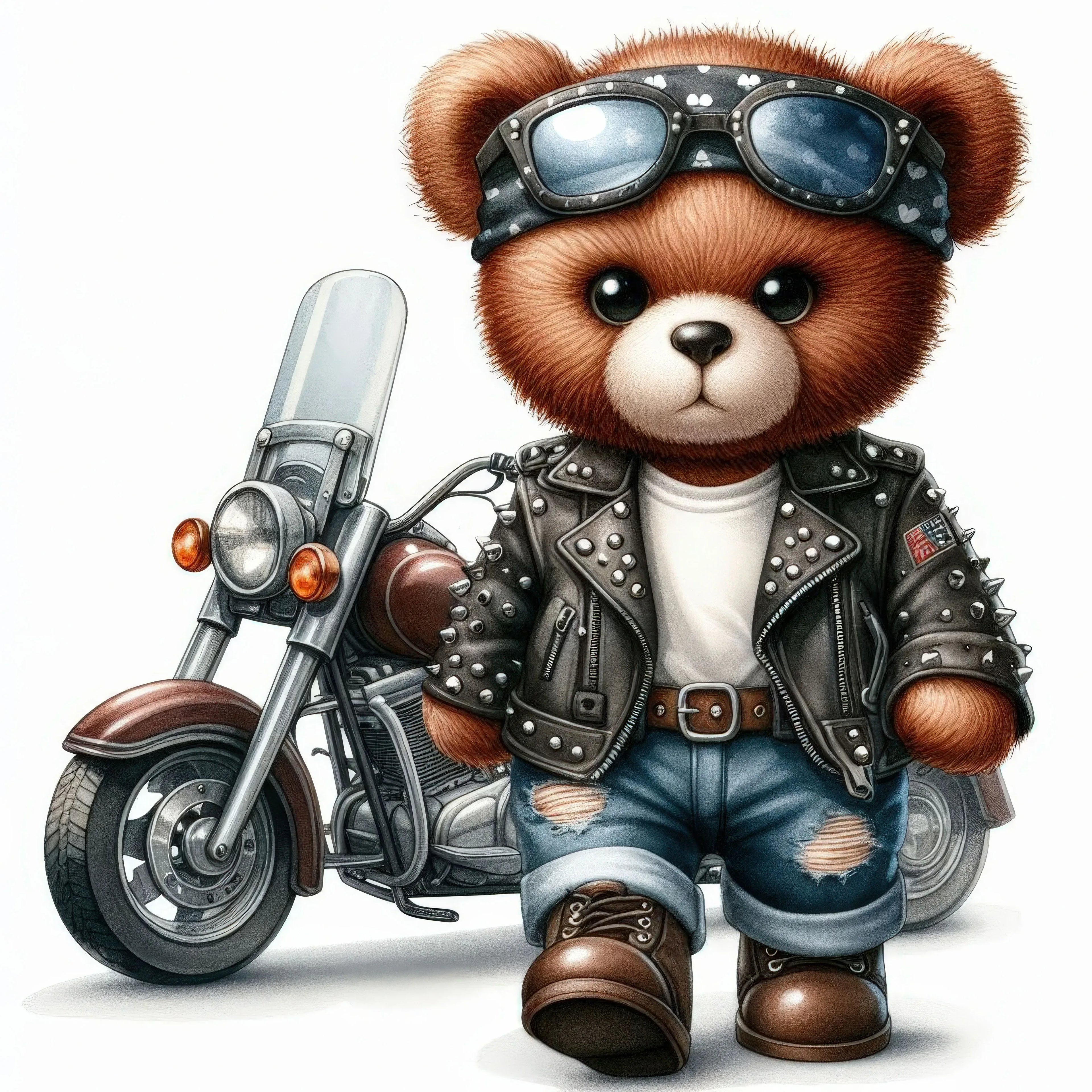 Wandbild Rockerteddy Kunstdruck auf Leinwand direkt zum Aufhängen | Wandbild Galerie