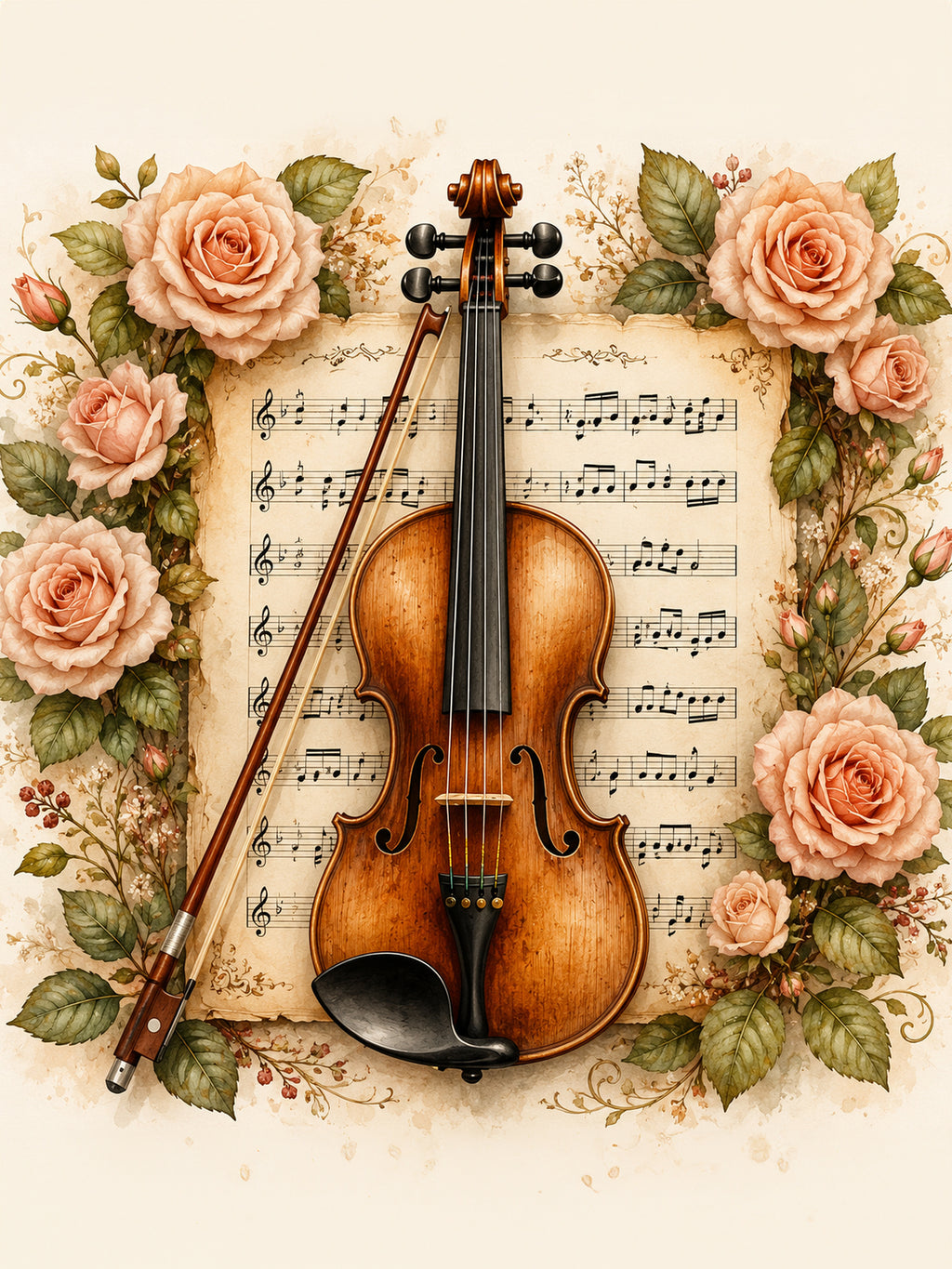 Wandbild Romantische Violine 8 Kunstdruck auf Leinwand