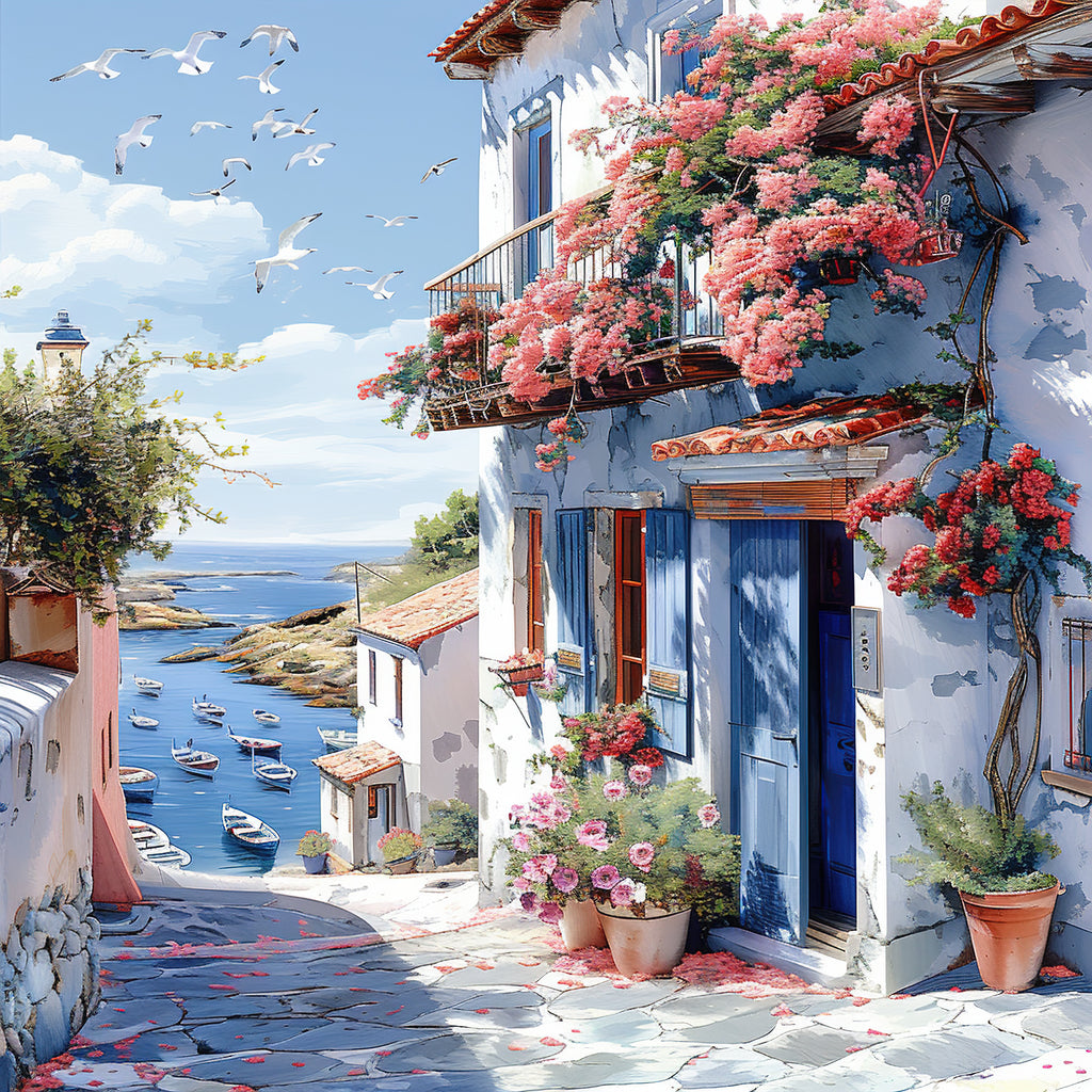 Mediterrane Küste 9 Landschaft Wandbild  Kunstdruck auf Leinwand