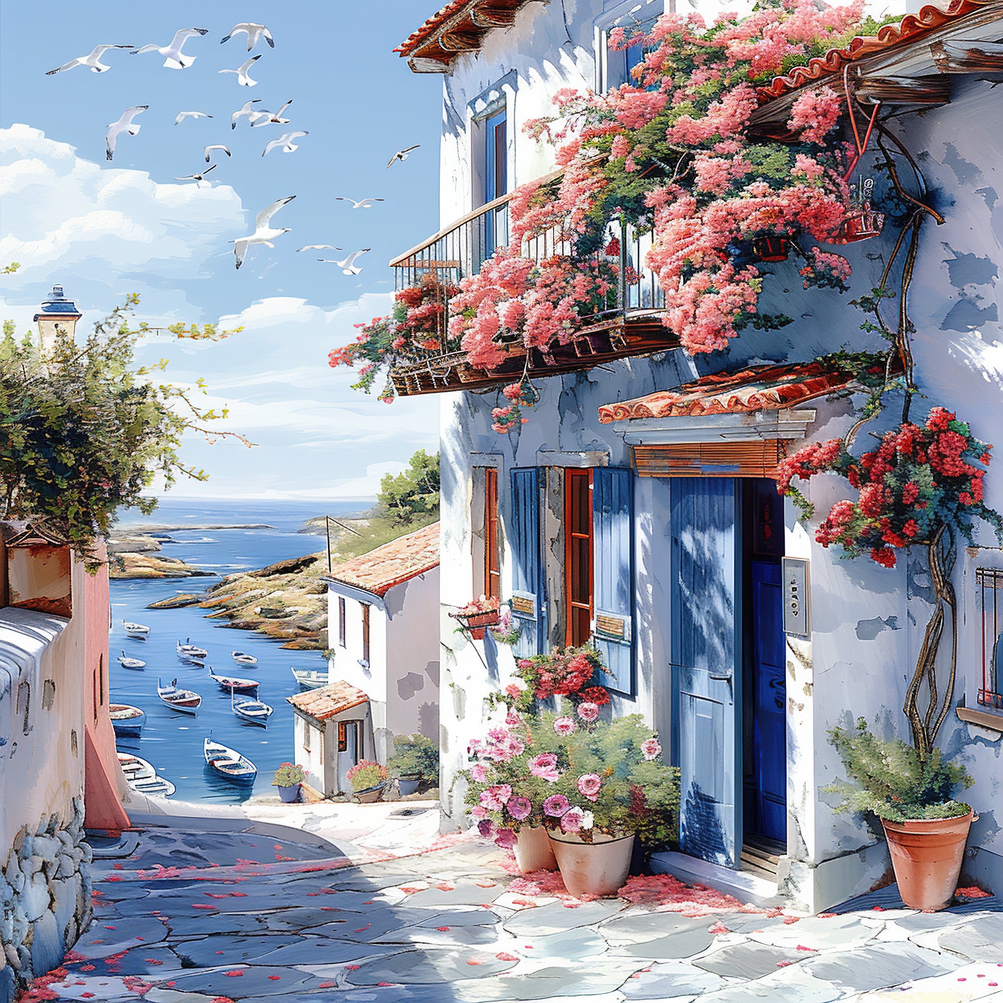 Mediterrane Küste 9 Landschaft Wandbild  Kunstdruck auf Leinwand