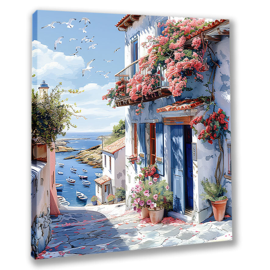 Mediterrane Küste 9 Landschaft Wandbild  Kunstdruck auf Leinwand