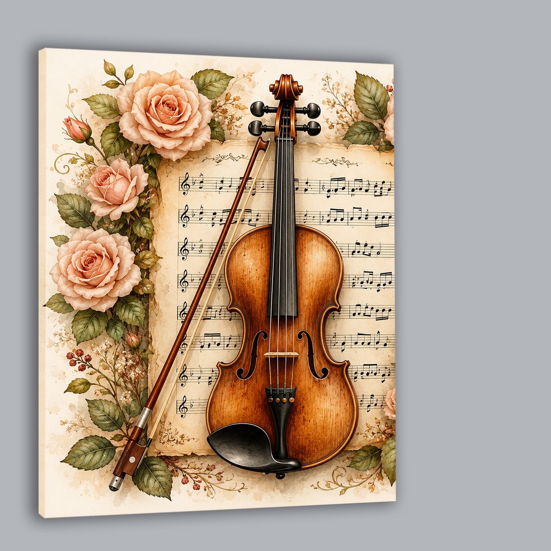 Wandbild Romantische Violine 9 Kunstdruck auf Leinwand