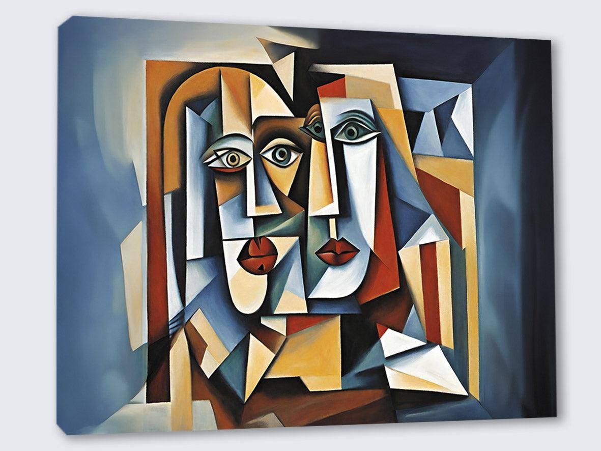Wandbild Kubistisches Doppelportrait Picasso Style Kunstdruck auf Leinwand