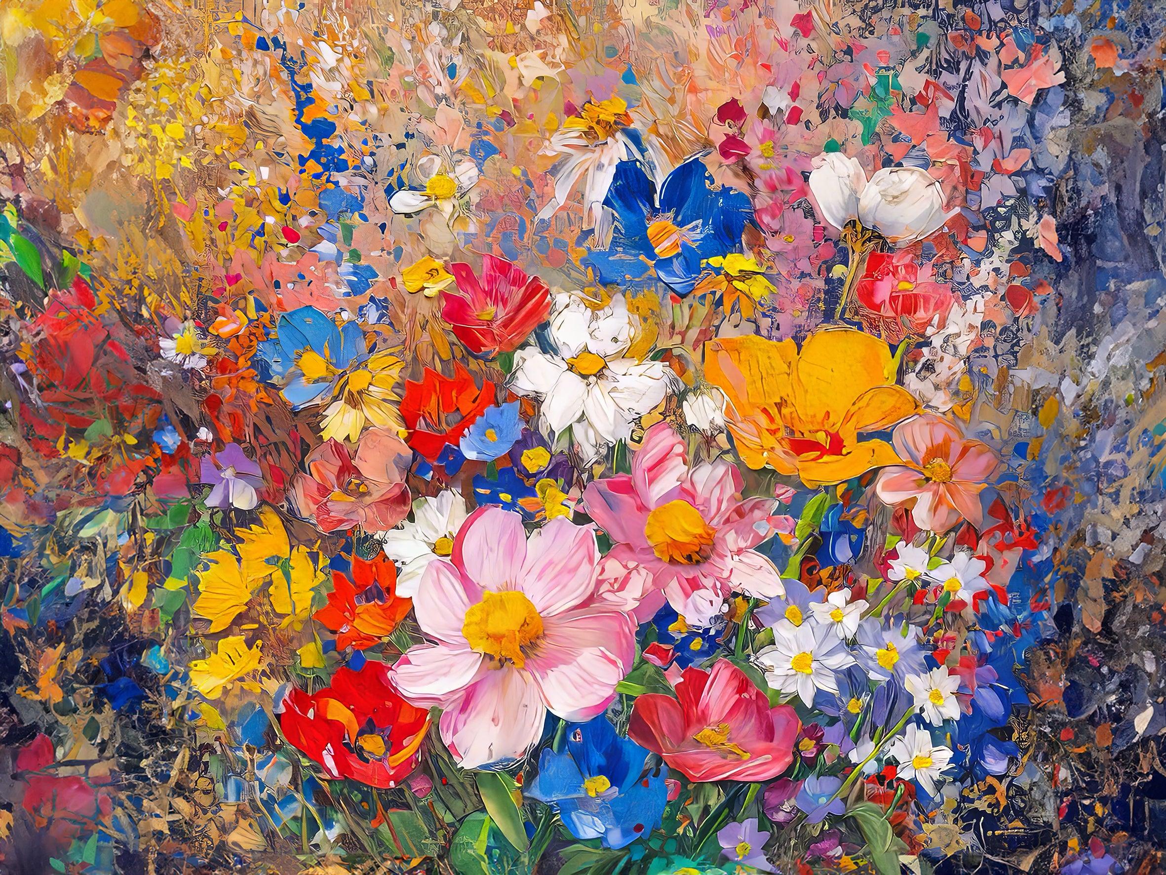 Wandbild Blumen Spachteltechnik Nr. 9 Kunstdruck auf Leinwand