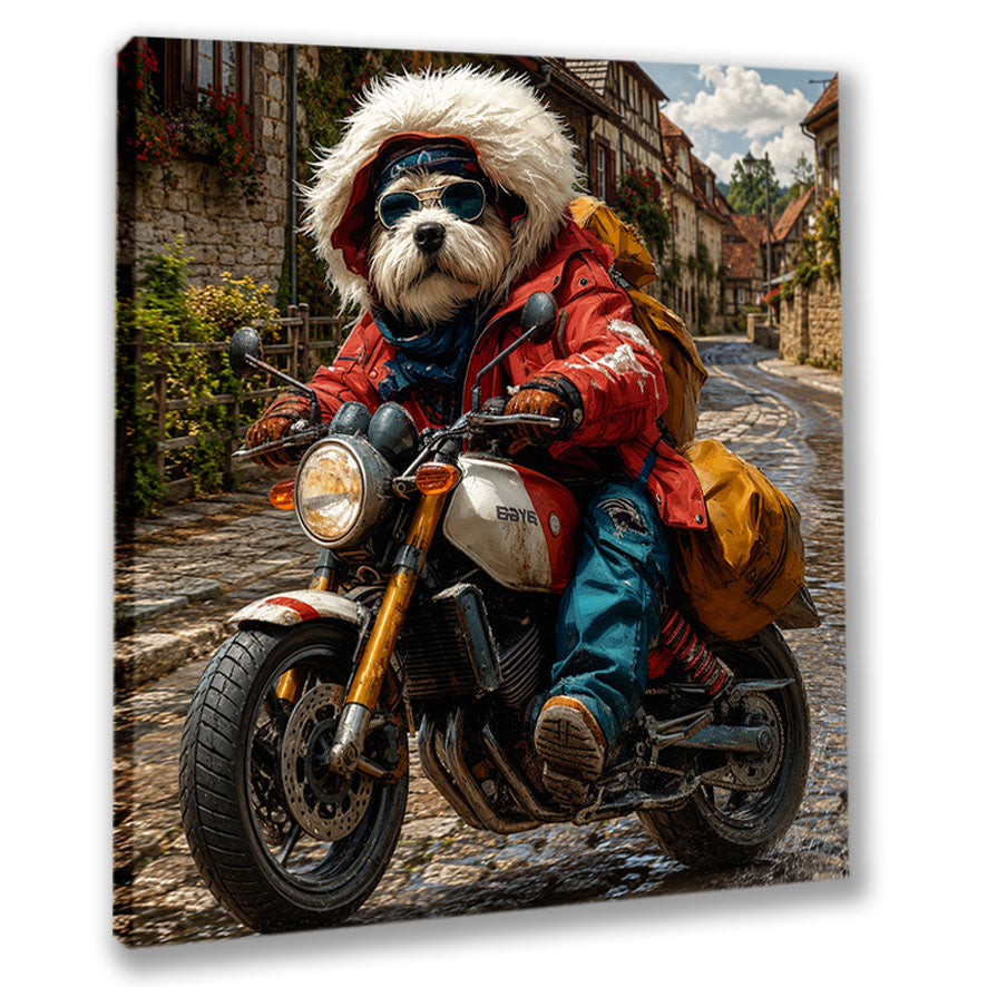 Wandbild Hunde auf Motorrad 9 Kunstdruck auf Leinwand