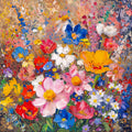 Blumen 9 Bunt Ölcharakter Wandbild Kunstdruck auf Leinwand | Wandbild Galerie