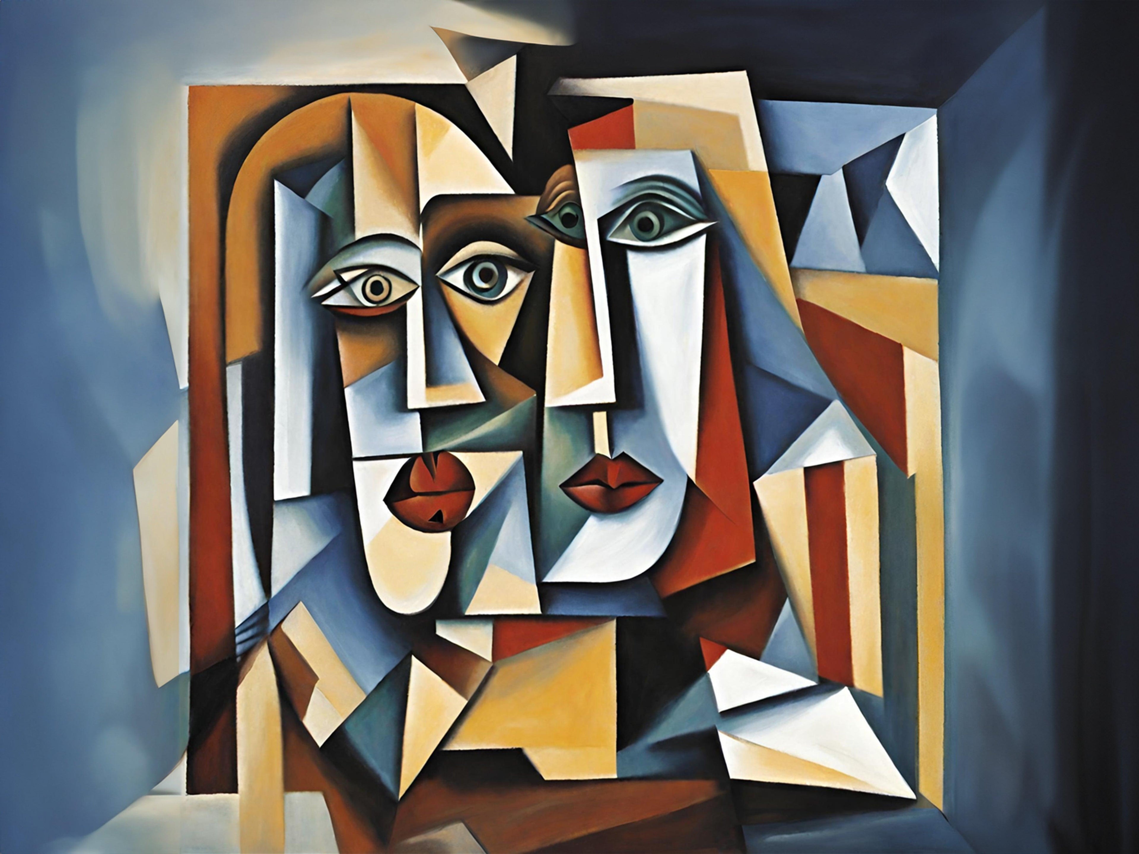 Wandbild Kubistisches Doppelportrait Picasso Style Kunstdruck auf Leinwand