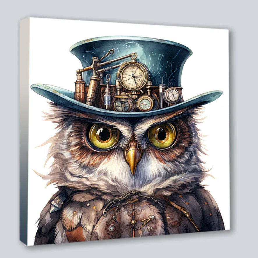 Wandbild Eule 9 Steampunk Kunstdruck auf Leinwand | Wandbild Galerie