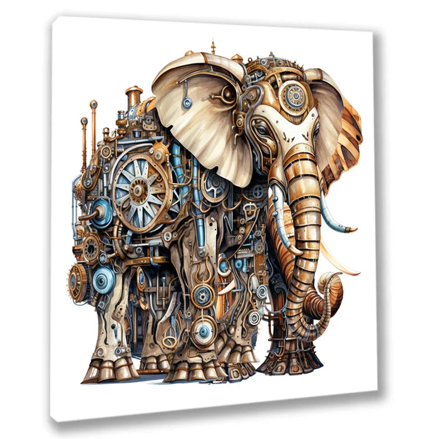 Wandbild Elefant 9 Steampunk Kunstdruck auf Leinwand direkt zum Aufhängen | Wandbild Galerie