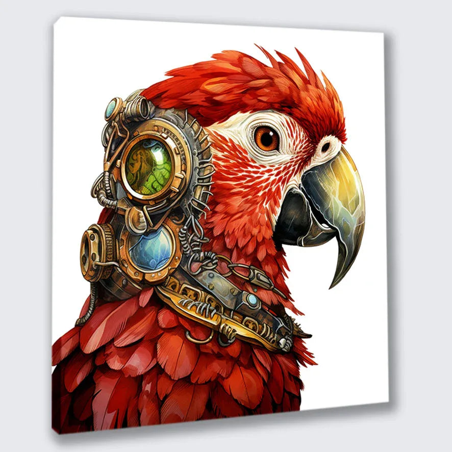 Wandbild Papagei Steampunk 9 Kunstdruck auf Leinwand direkt zum Aufhängen | Wandbild Galerie
