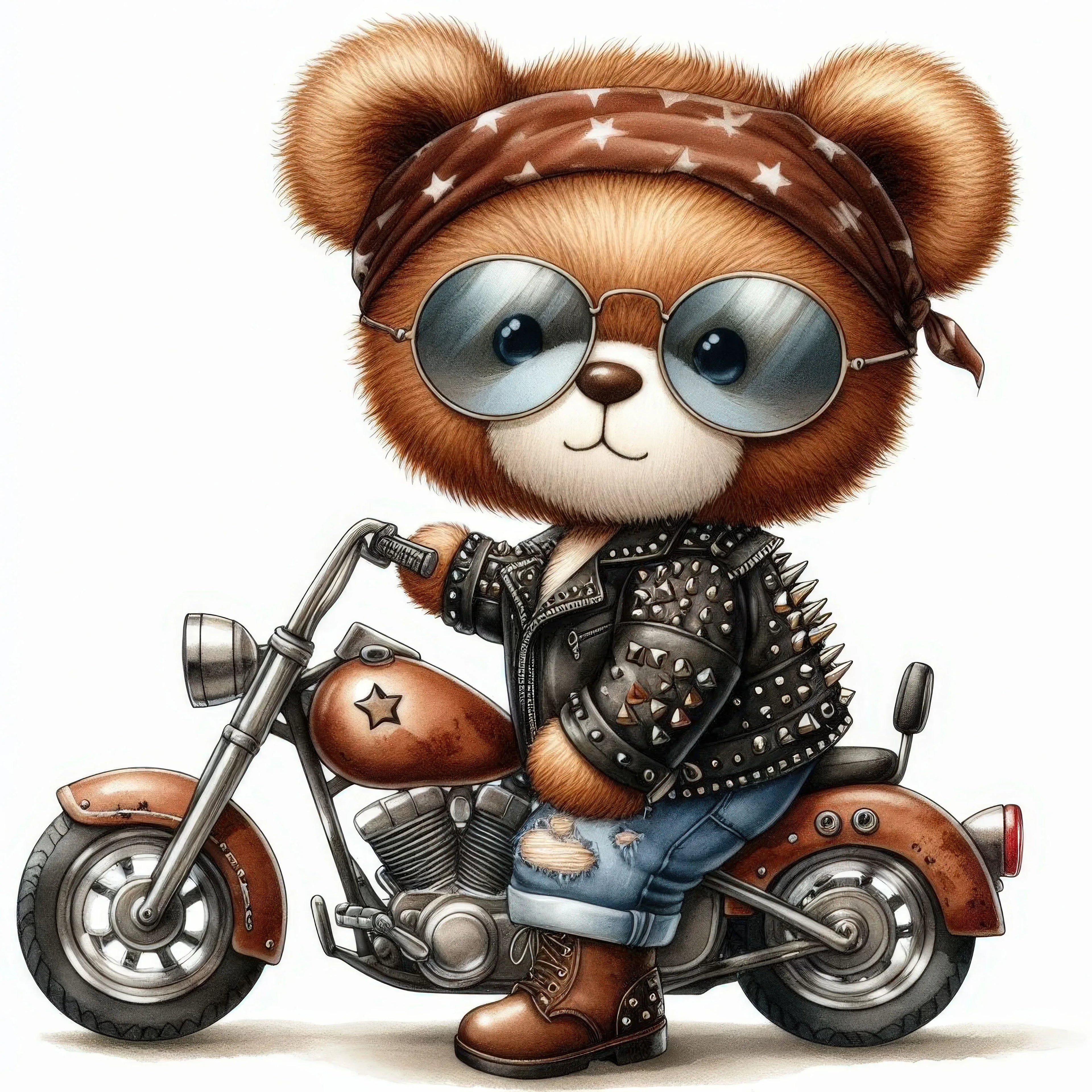 Wandbild Rockerteddy Kunstdruck auf Leinwand direkt zum Aufhängen | Wandbild Galerie