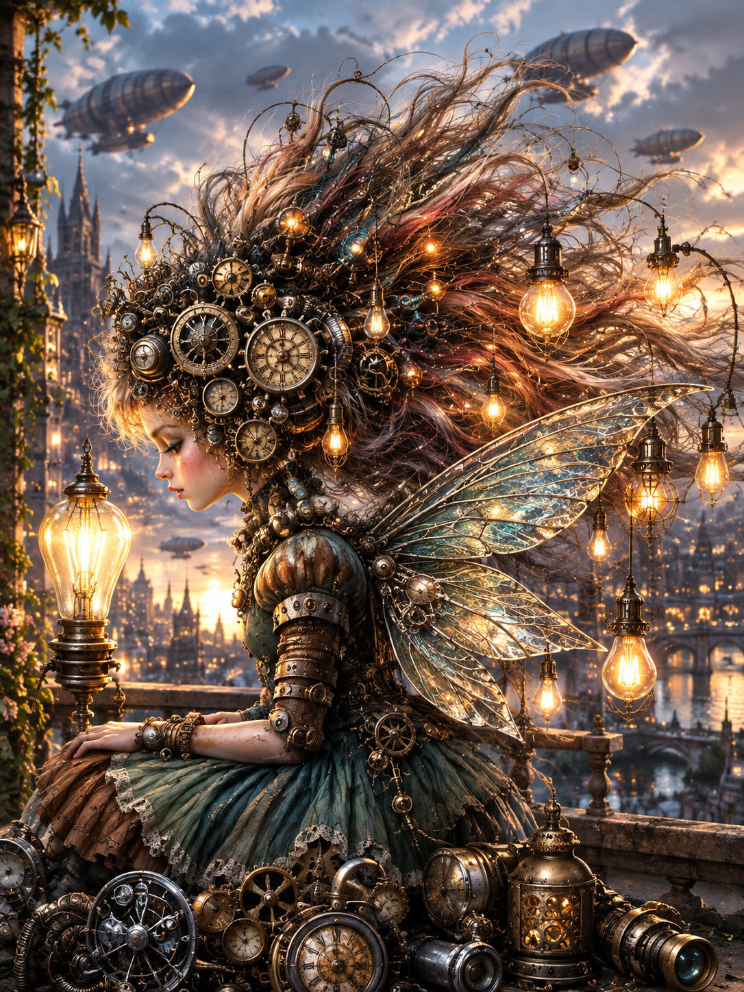 Steampunk Uhrmacherfee – Magisches Wandbild fürs Mädchenzimmer