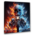 Wandbild Biker Scull 3 Kunstdruck auf Leinwand direkt zum Aufhängen | Wandbild Galerie
