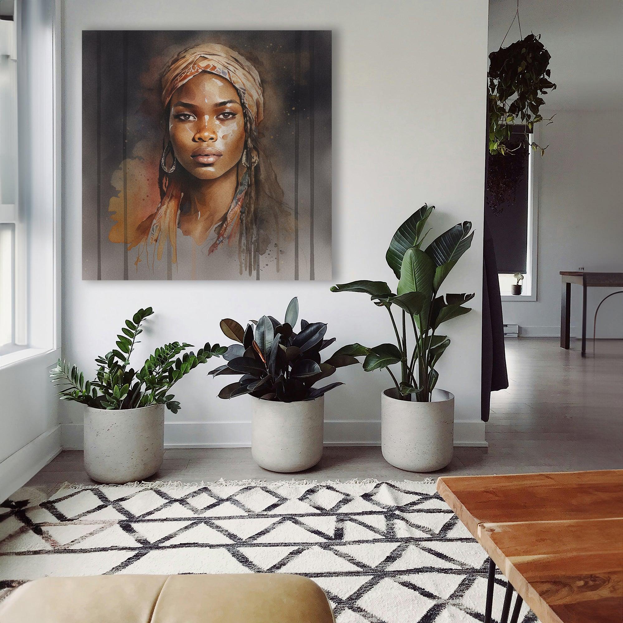 Afrikanerin Portrait mit Kopftuch und Creolen