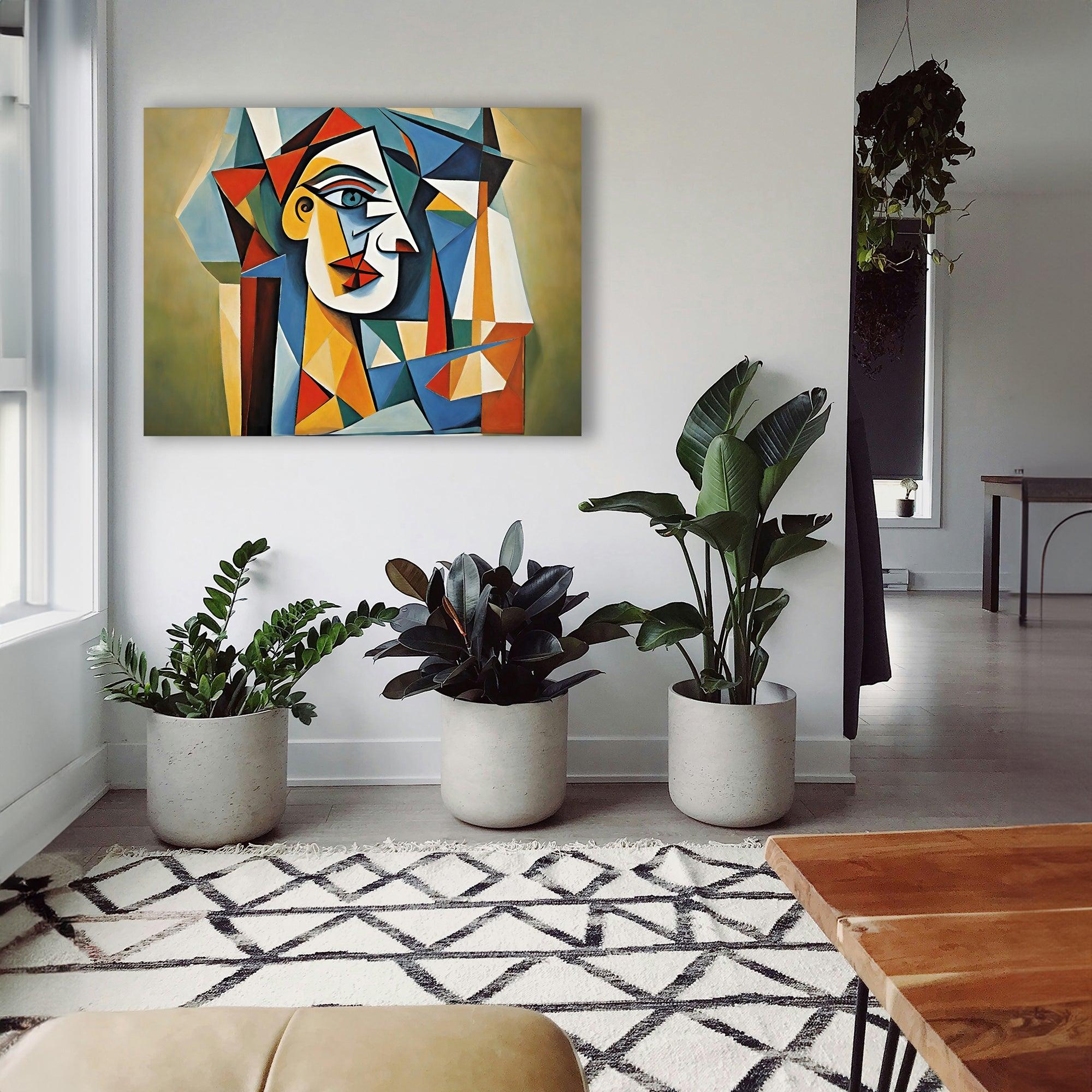 Wandbild Kubistisches Portrait Picasso Style Kunstdruck auf Leinwand