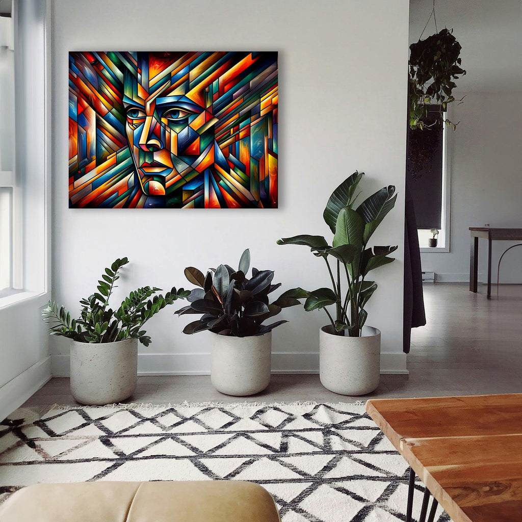 Wandbild Kubistisches Männerportrait Picasso Style Kunstdruck auf Leinwand