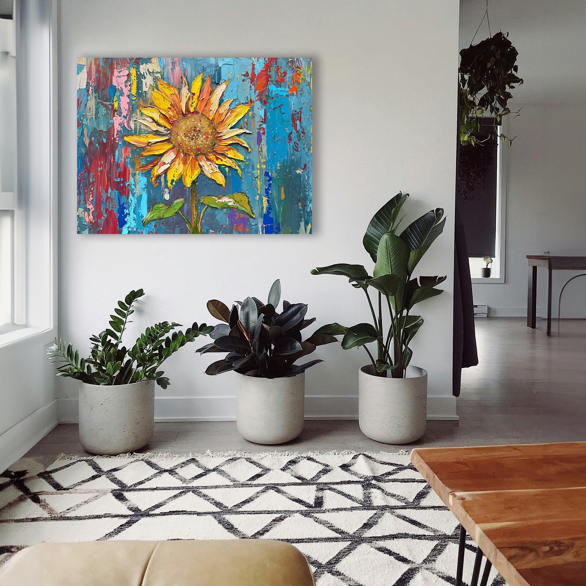 Wandbild Blumen Spachteltechnik Nr. 7 Kunstdruck auf Leinwand