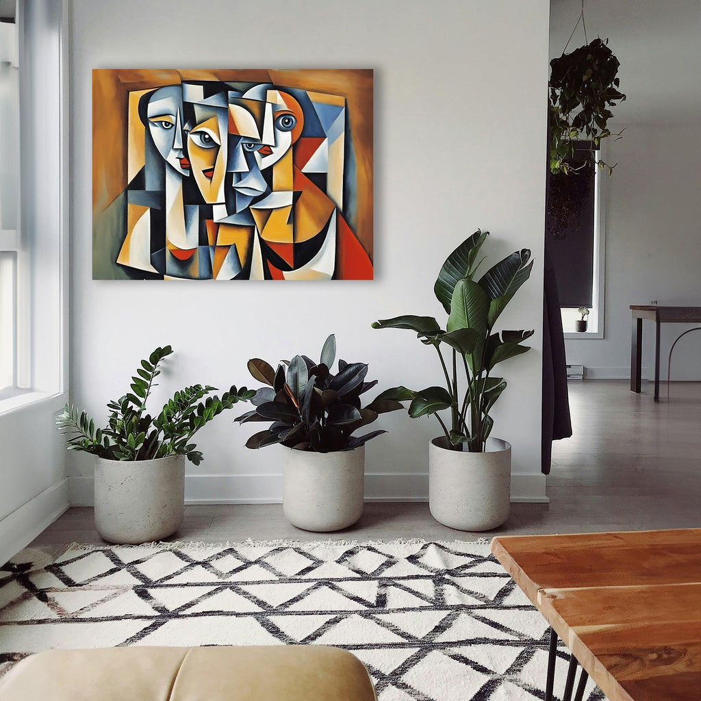Wandbild Kubistische Gesichter Picasso Style Kunstdruck auf Leinwand