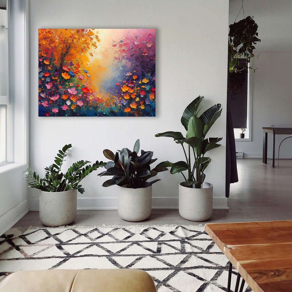 Wandbild Blumen Spachteltechnik Nr. 8 Kunstdruck auf Leinwand