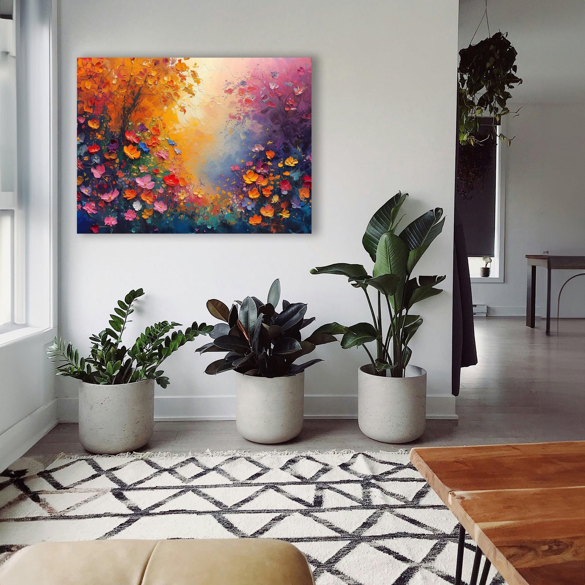 Wandbild Blumen Spachteltechnik Nr. 8 Kunstdruck auf Leinwand