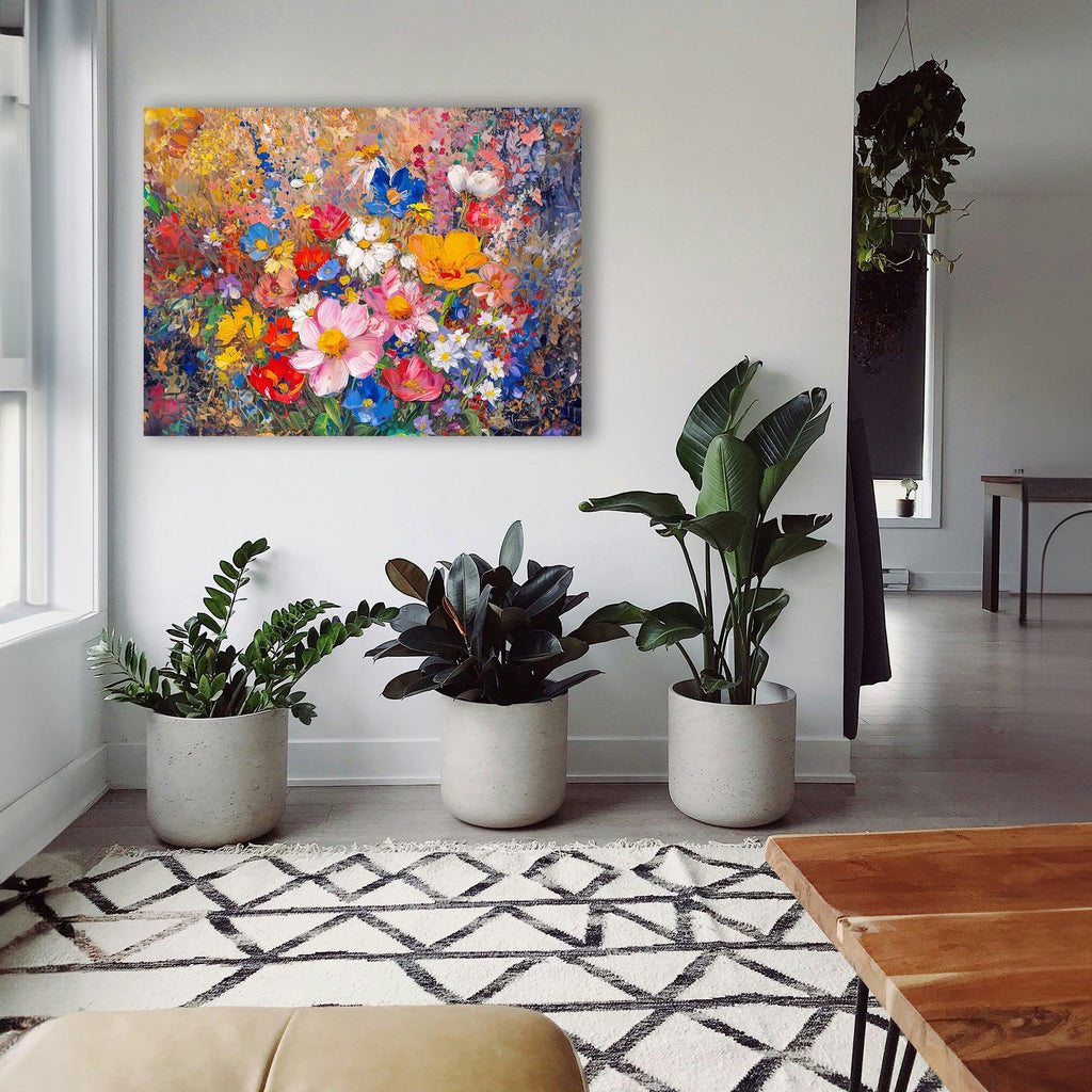 Wandbild Blumen Spachteltechnik Nr. 9 Kunstdruck auf Leinwand