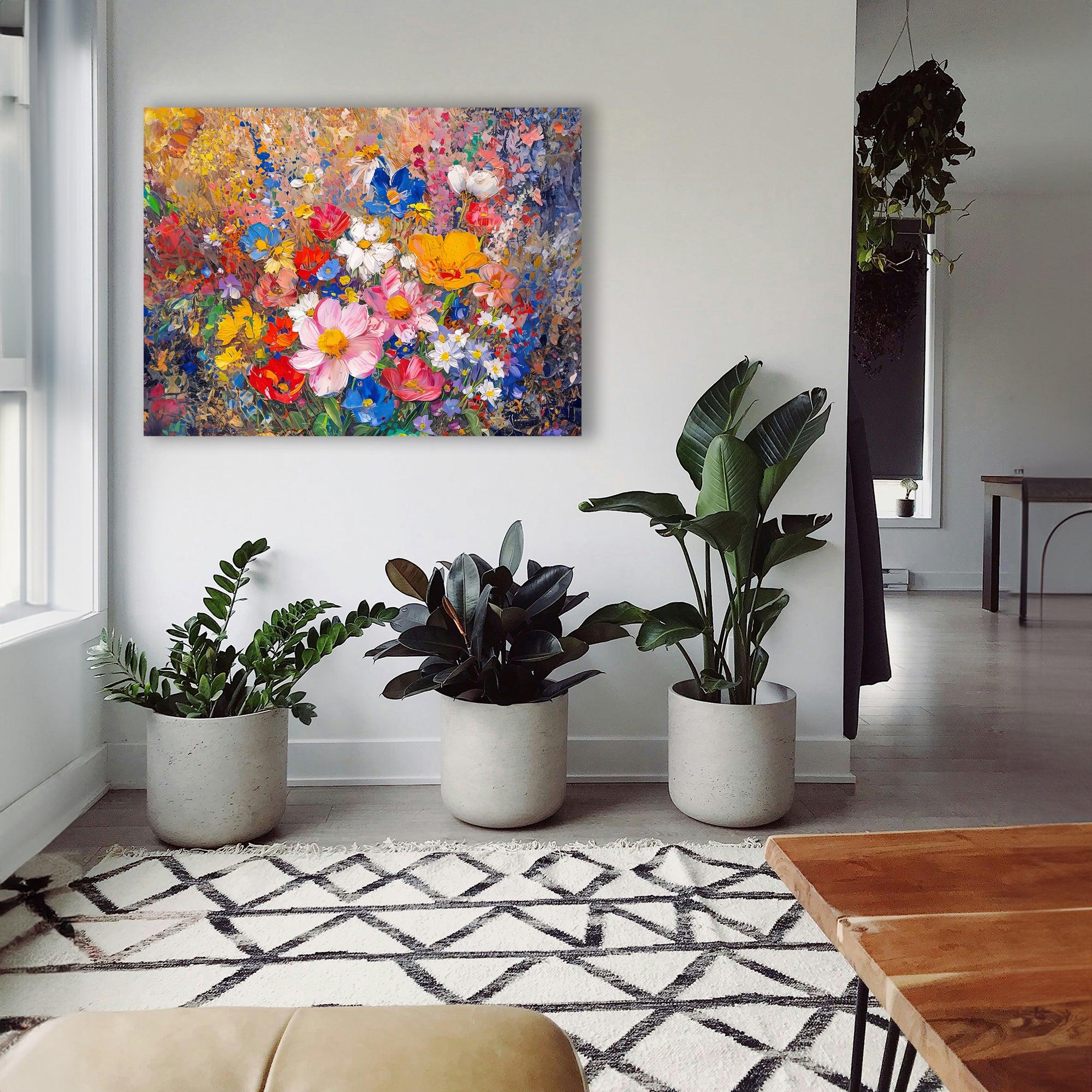 Wandbild Blumen Spachteltechnik Nr. 9 Kunstdruck auf Leinwand