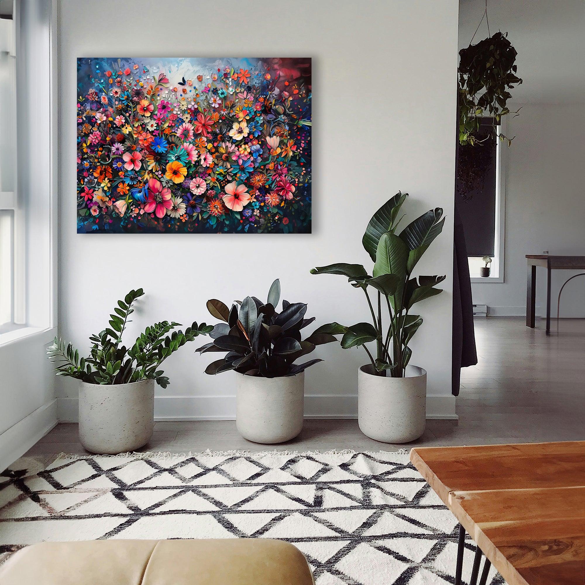 Wandbild Blumen Spachteltechnik Nr. 6 Kunstdruck auf Leinwand