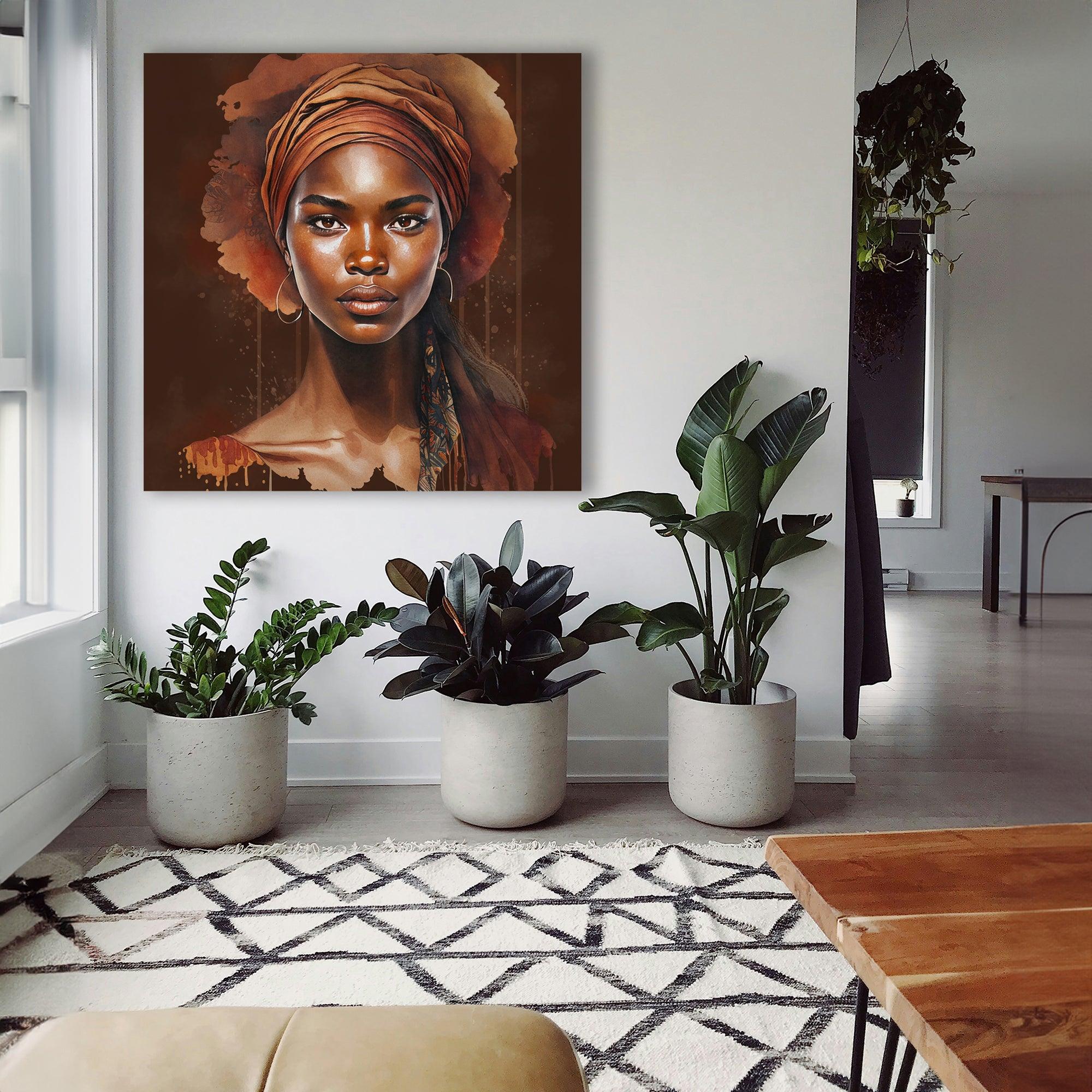 Afrikanerin Portrait mit Turban und Goldcreolen