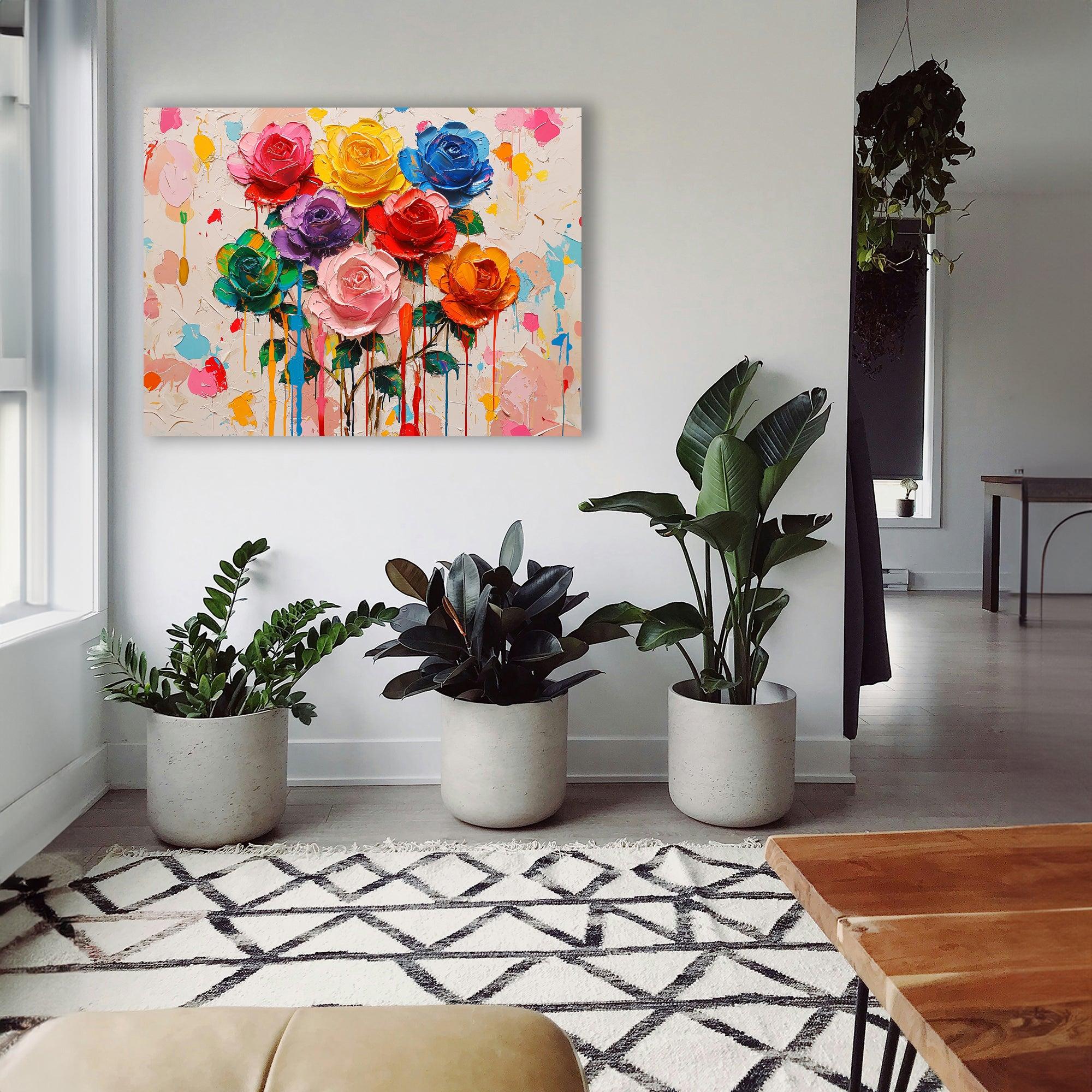 Wandbild Blumen Spachteltechnik Nr. 10 Kunstdruck auf Leinwand