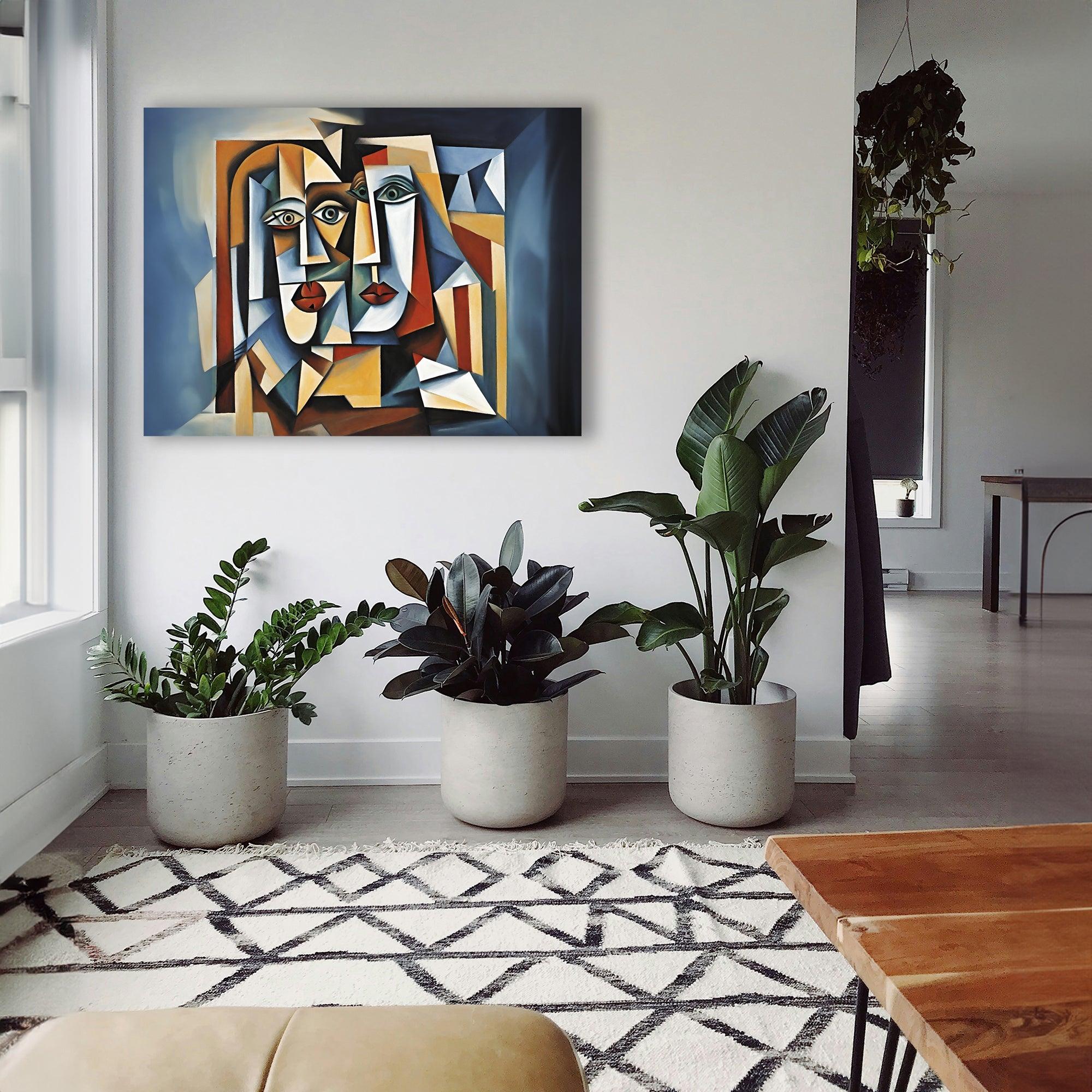 Wandbild Kubistisches Doppelportrait Picasso Style Kunstdruck auf Leinwand