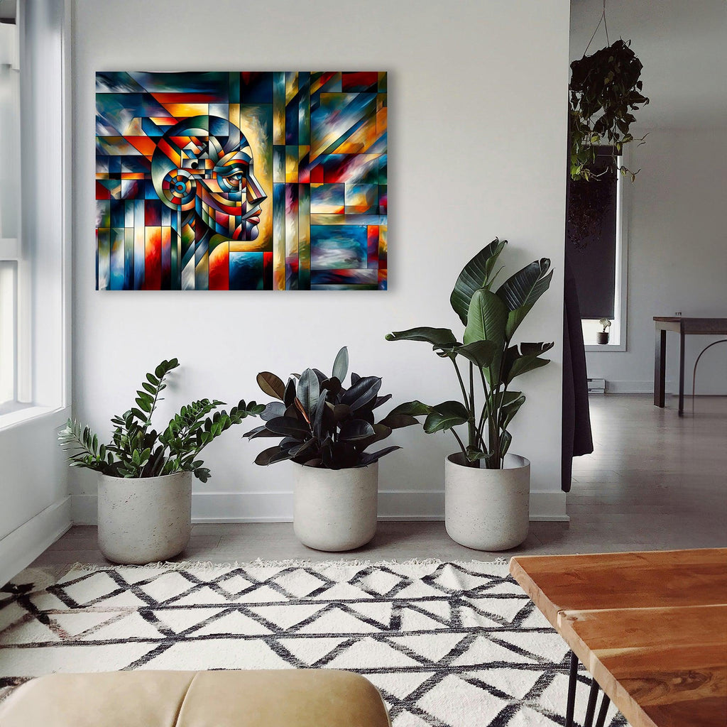 Wandbild Kubistisches Frauenprofil Picasso Style Kunstdruck auf Leinwand