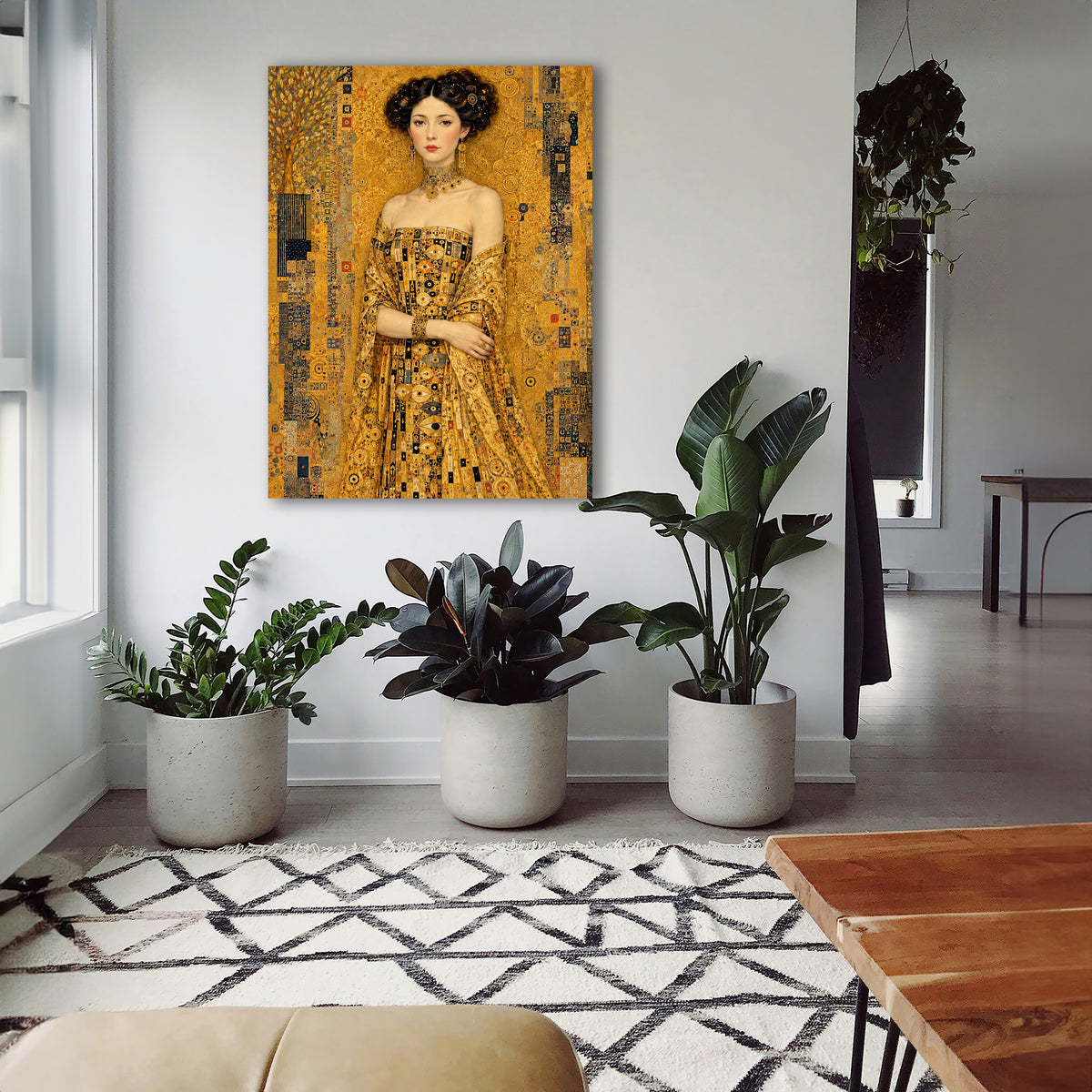 Wandbild Klimt Stil Goldene Frau 1 Kunstdruck auf Leinwand