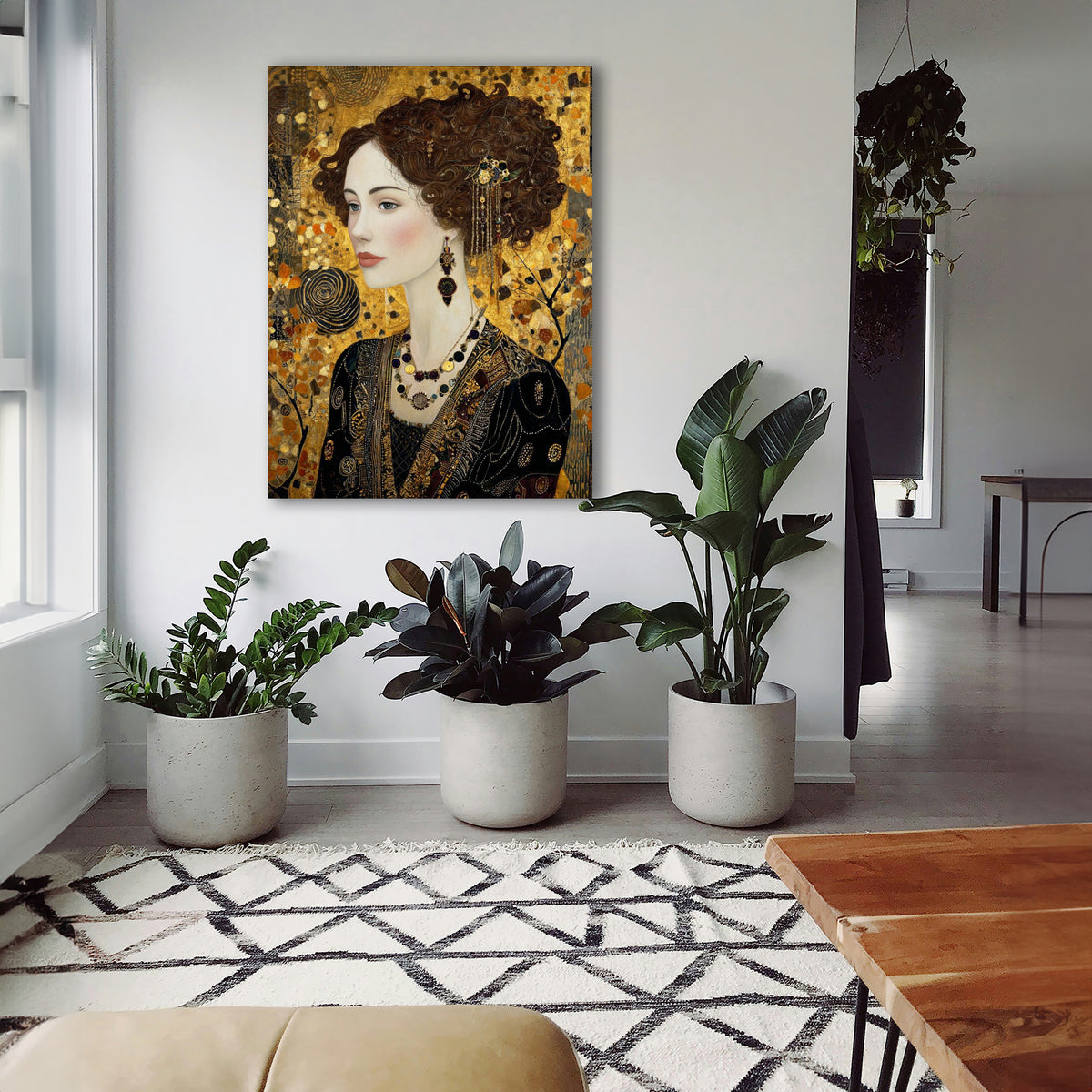 Wandbild Klimt Stil Goldene Frau 10 Kunstdruck auf Leinwand