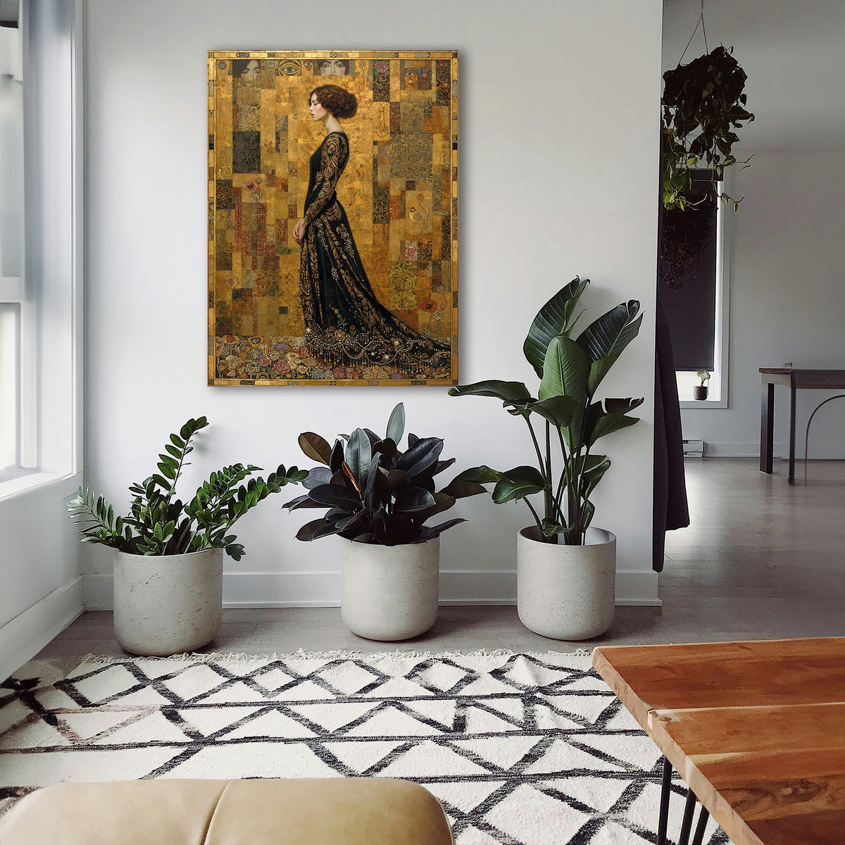 Wandbild Klimt Stil Goldene Frau 5 Kunstdruck auf Leinwand
