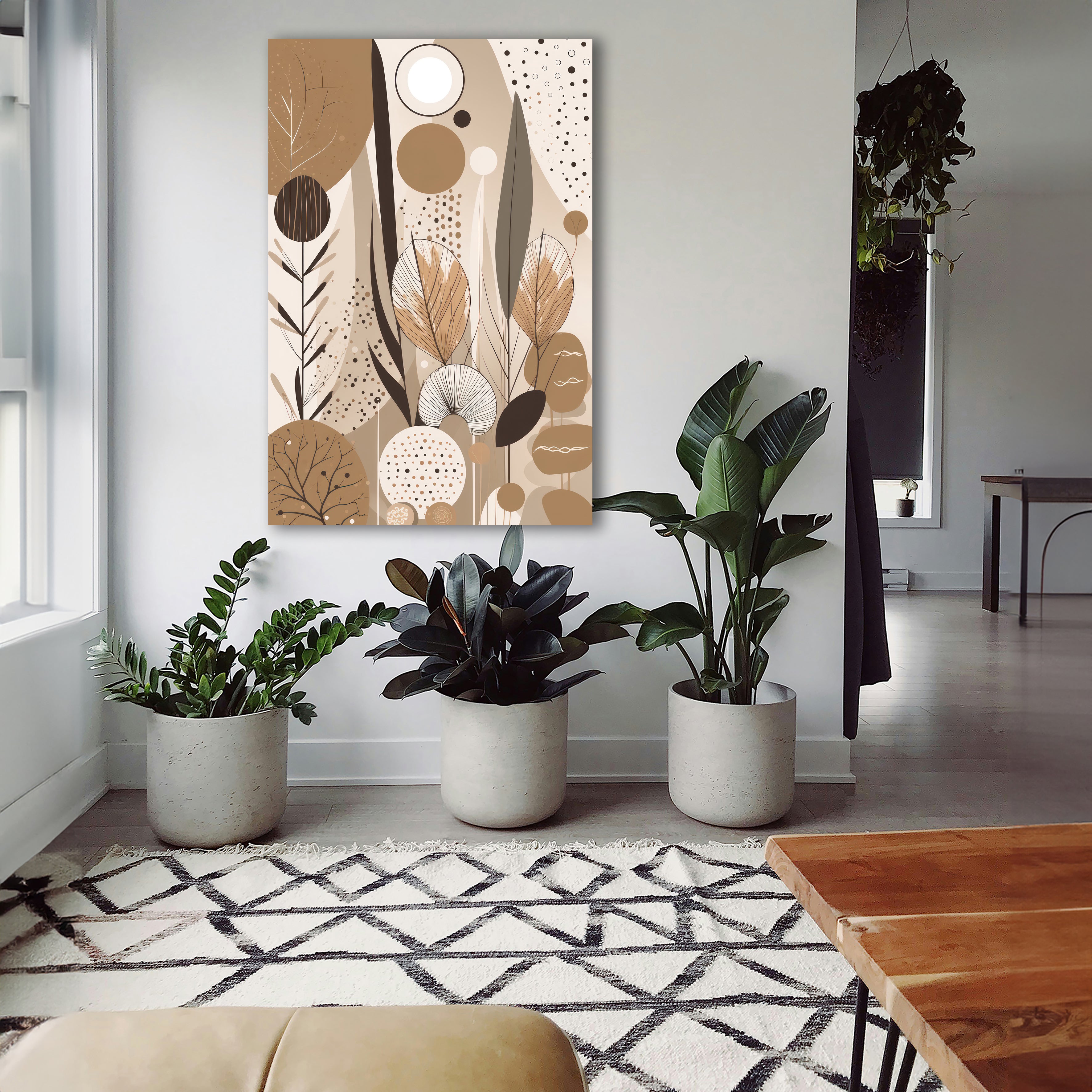 Wandbild Boho Art Abstrakt Beige Braun Kunstdruck auf Leinwand