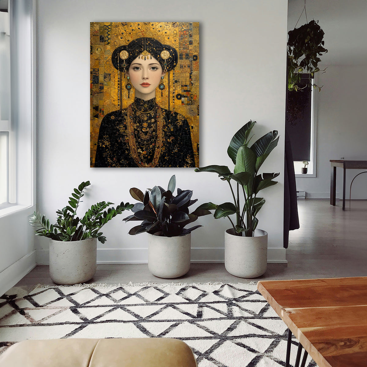 Wandbild Klimt Stil Goldene Frau 12 Kunstdruck auf Leinwand