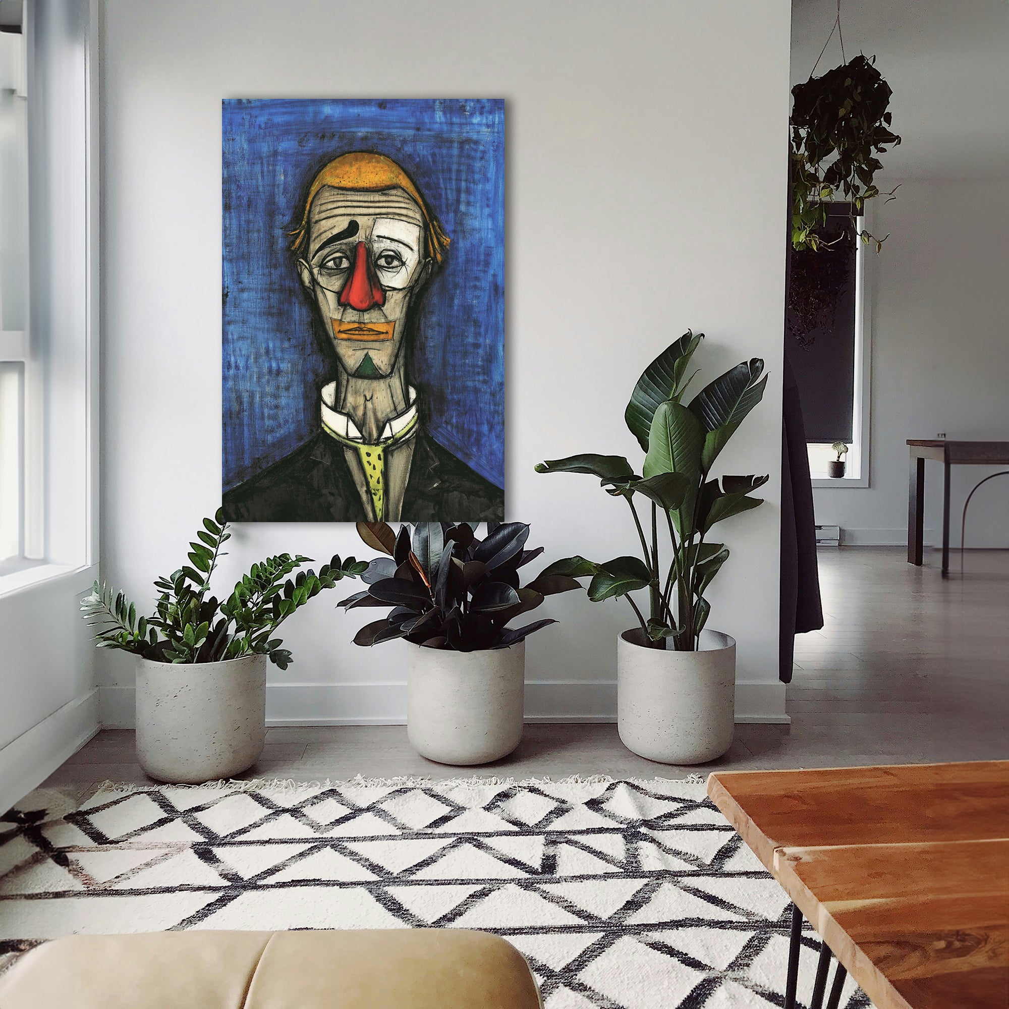 Wandbild Bernard Buffet Clown triste Kunstdruck auf Leinwand