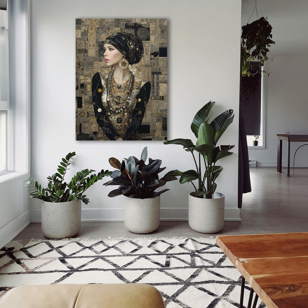Wandbild Klimt Stil Goldene Frau 11 Kunstdruck auf Leinwand