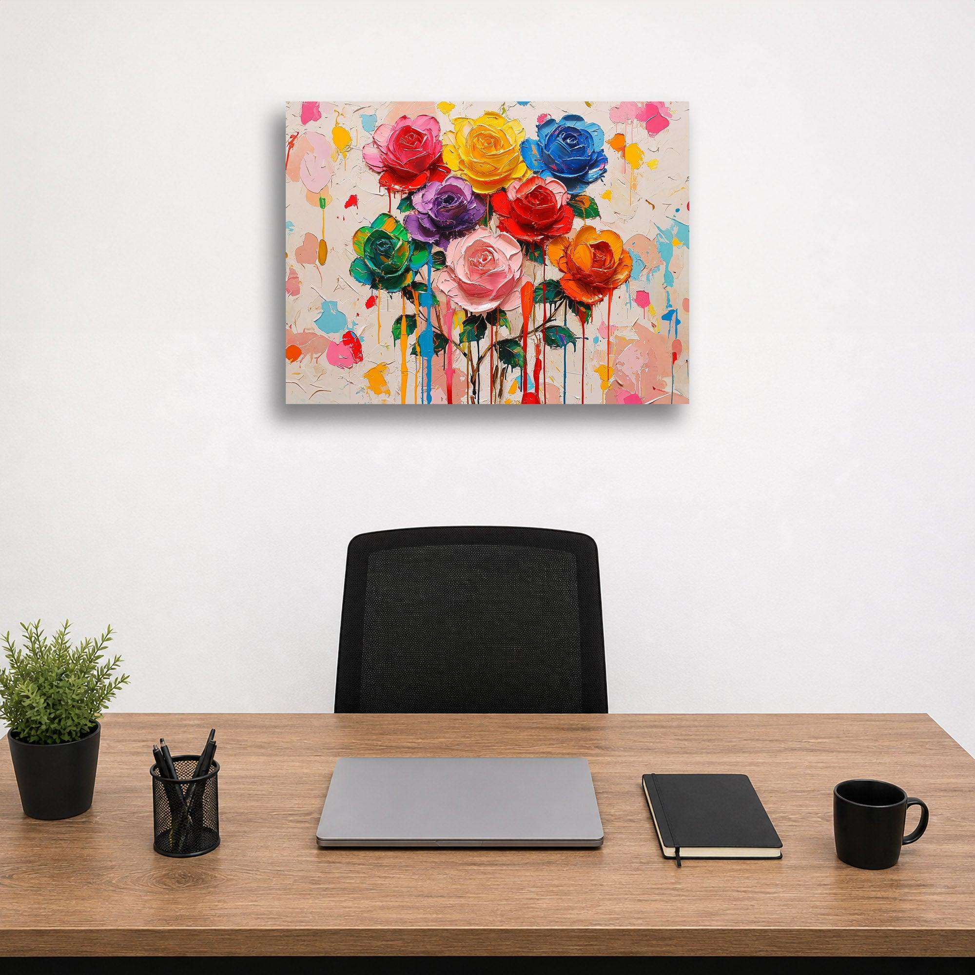 Wandbild Blumen Spachteltechnik Nr. 10 Kunstdruck auf Leinwand
