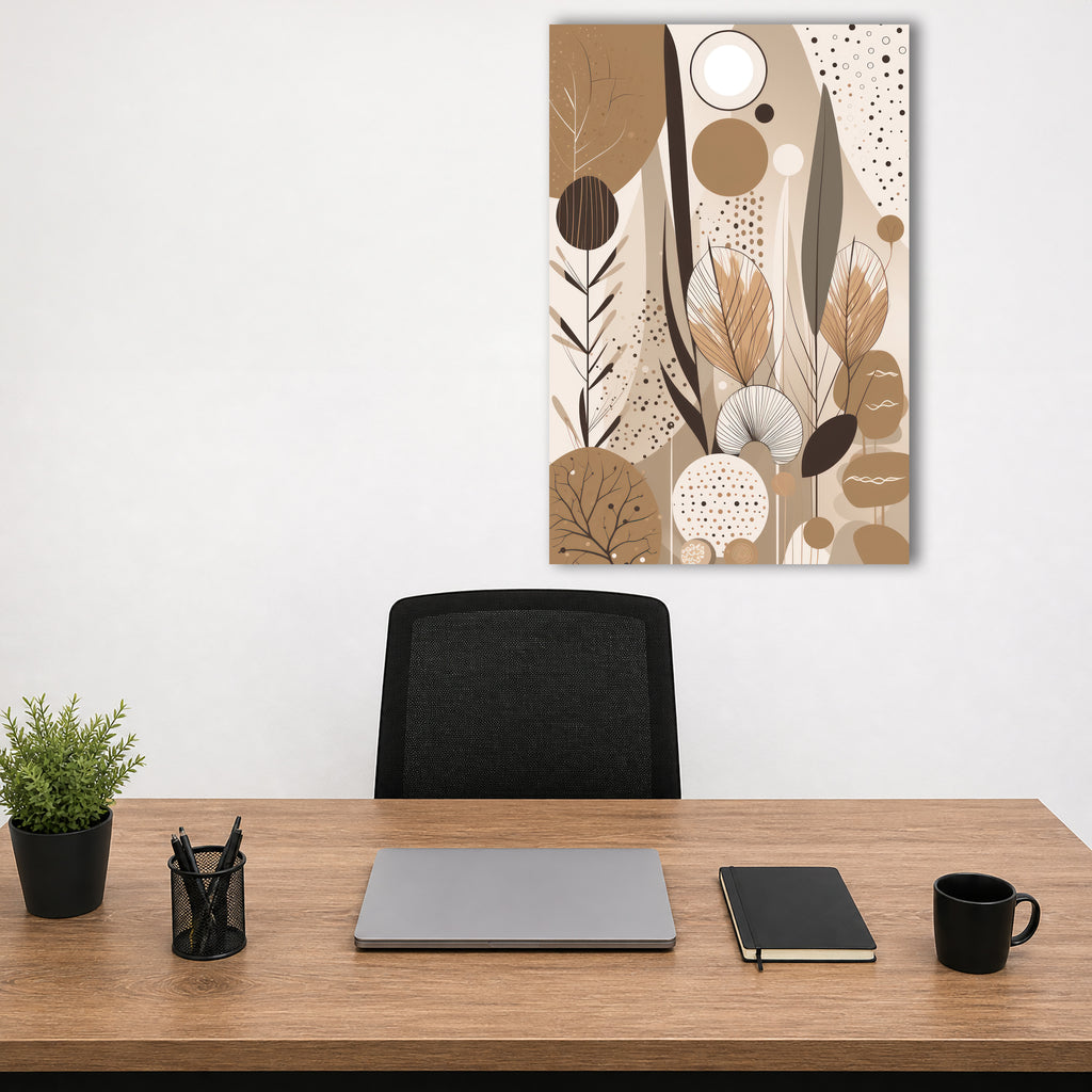 Wandbild Boho Art Abstrakt Beige Braun Kunstdruck auf Leinwand