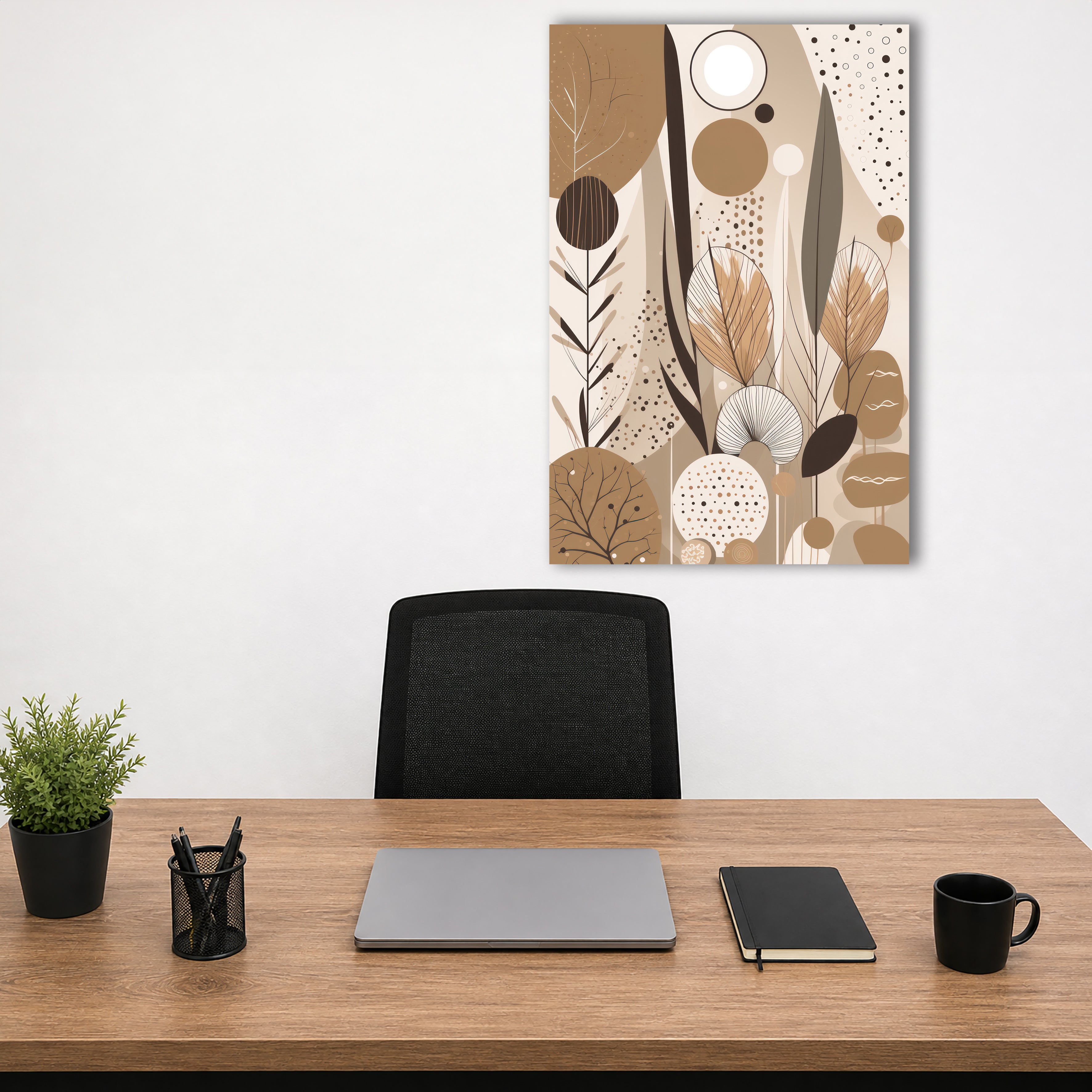 Wandbild Boho Art Abstrakt Beige Braun Kunstdruck auf Leinwand