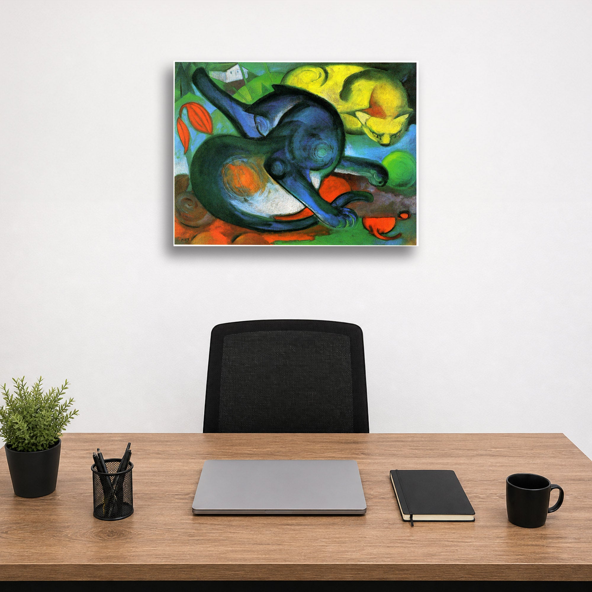 Wandbild Franz Marc Zwei Katzen Blau und Gelb Kunstdruck auf Leinwand