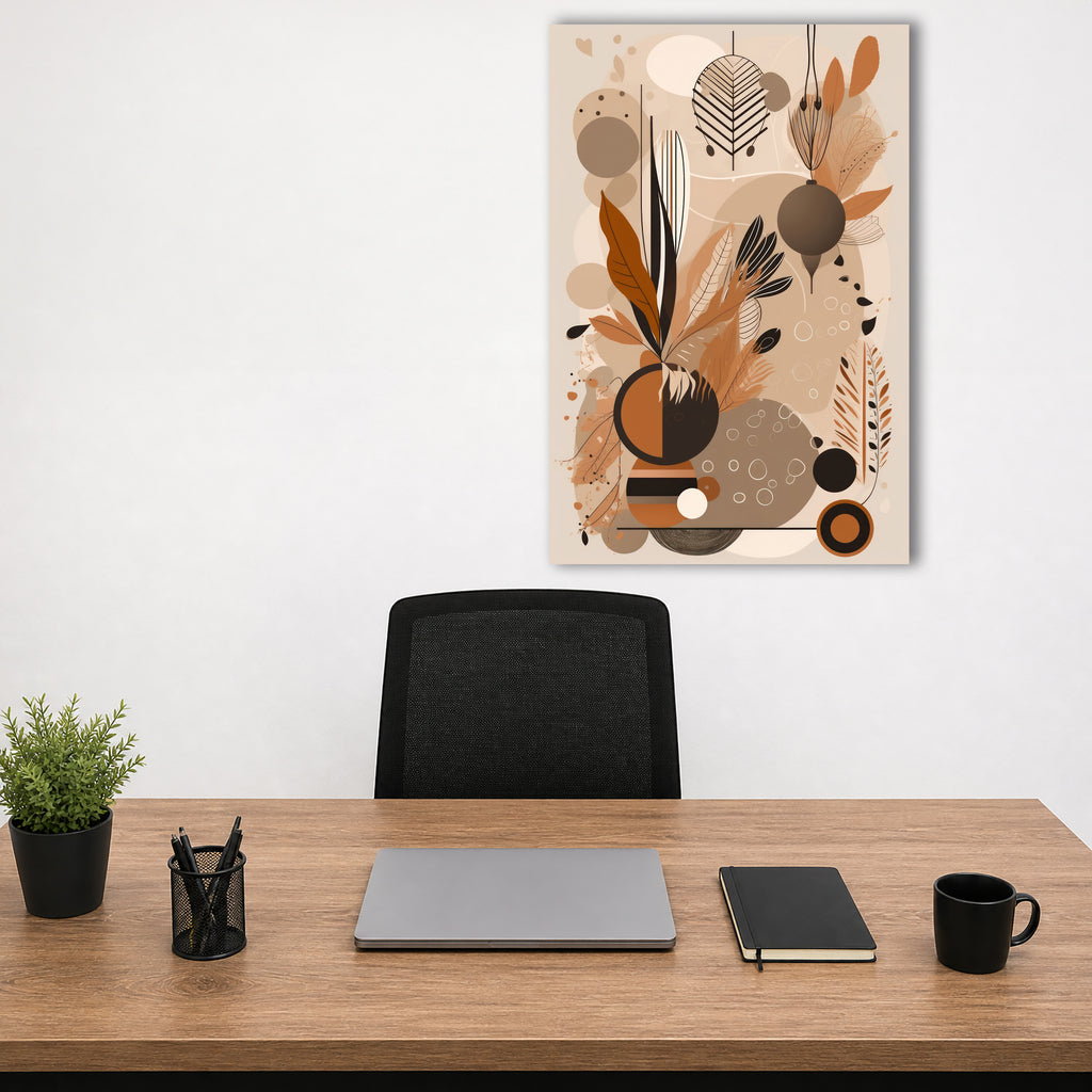Wandbild Boho Art Vase Trockenblumen Ornamente Terrakotta Kunstdruck auf Leinwand
