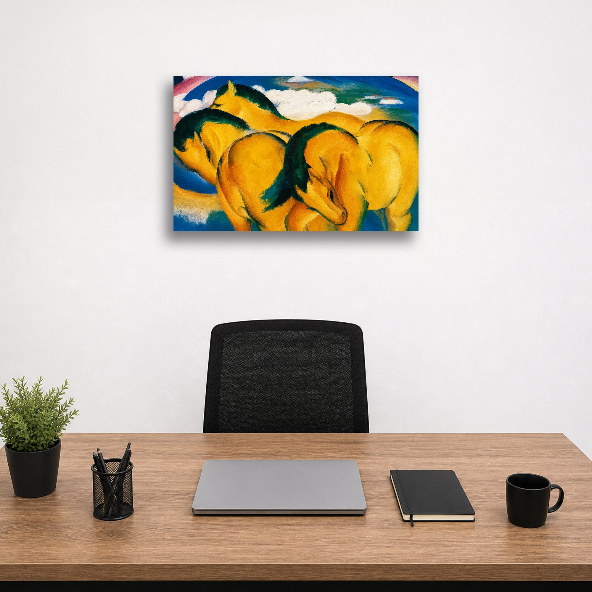 Wandbild Franz Marc Die kleinen gelben Pferde Kunstdruck auf Leinwand